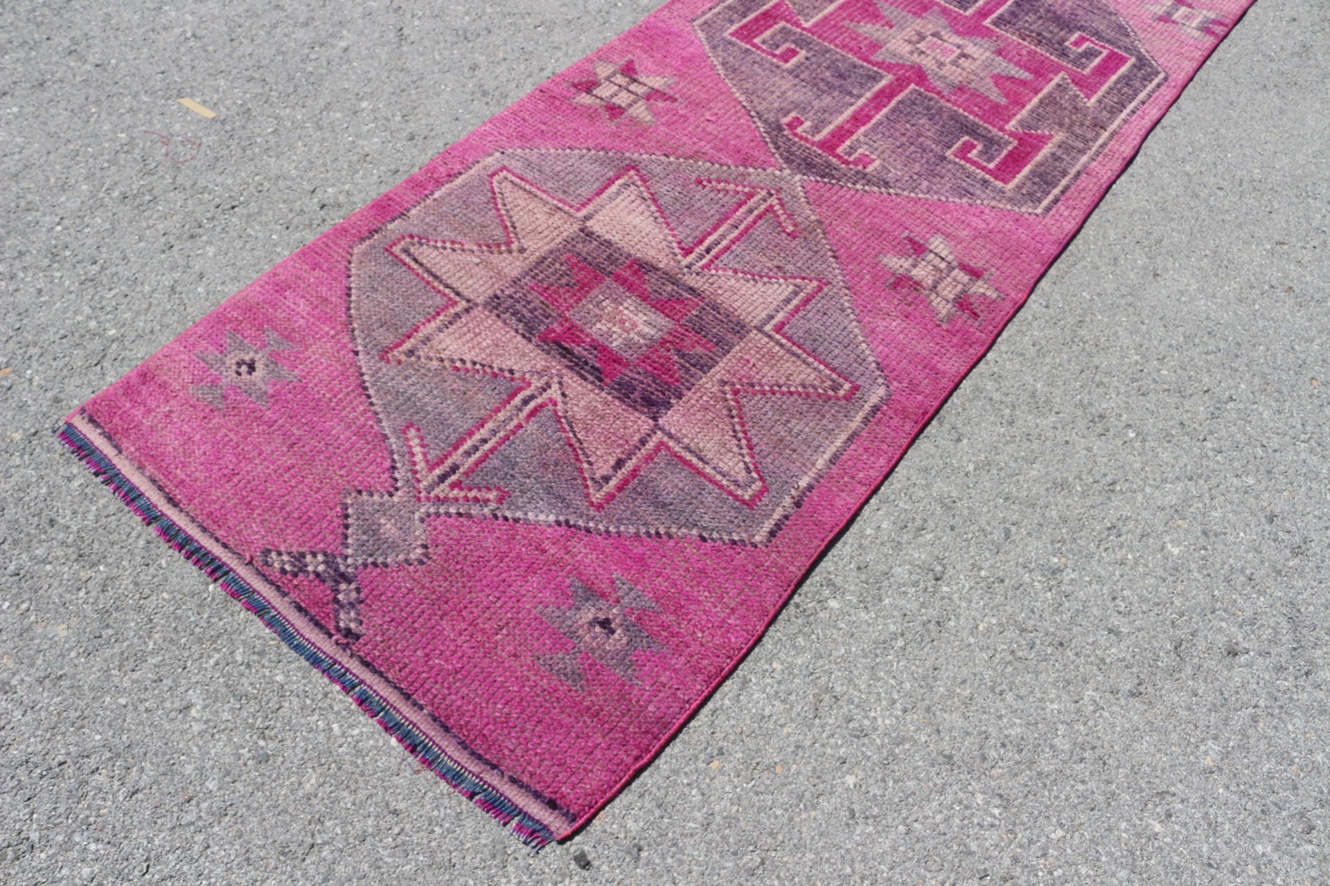 Pink Moroccan Rugs, 3.1x10 ft Runner Rugs, Wool Rugs, Rugs for Kitchen, Turkish Rug, Muted Rug, Stair Rug, Vintage Rug, Oriental Rug