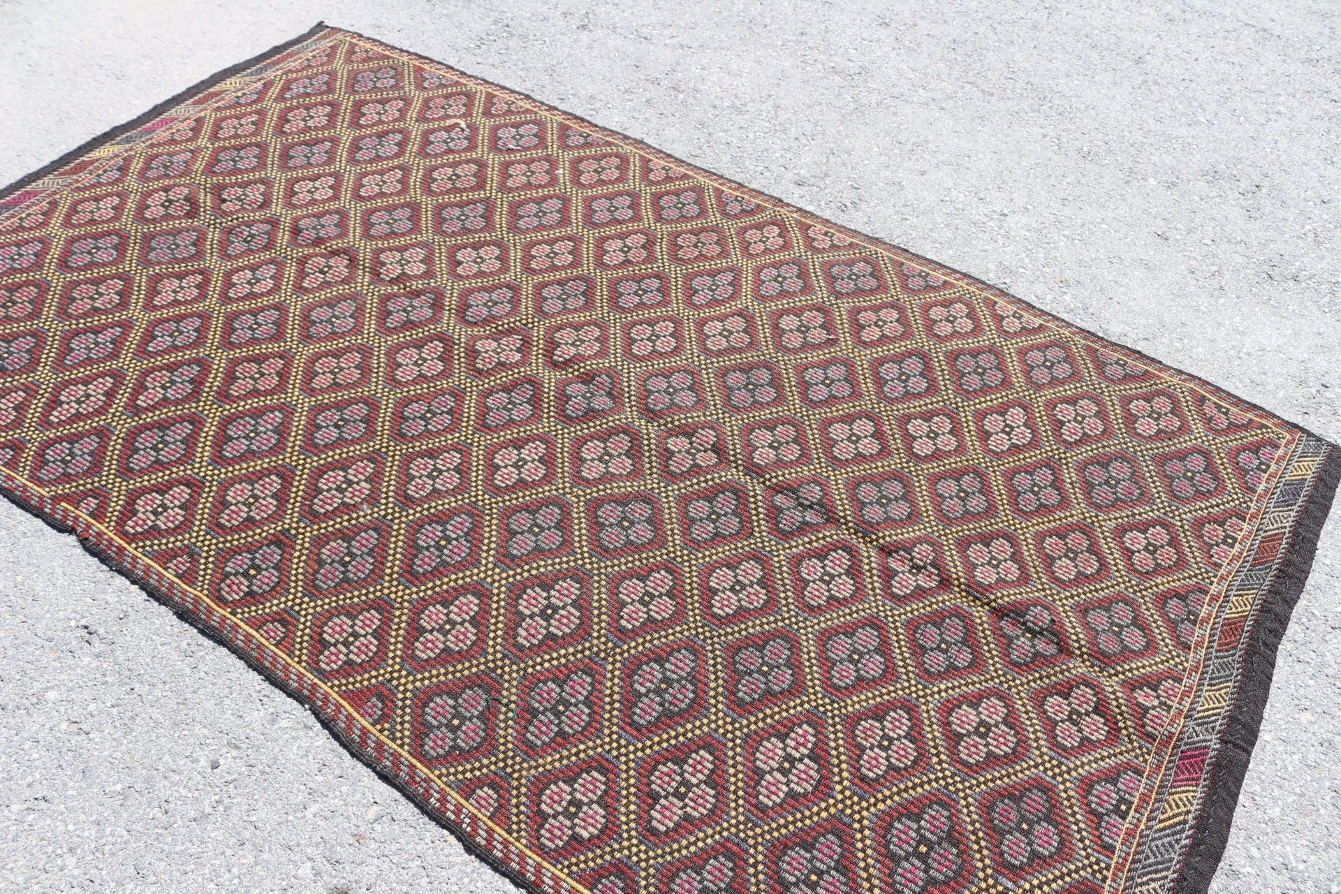 Oushak Halı, Kahverengi Oryantal Halılar, Yatak Odası Halıları, Vintage Halı, Yemek Odası Halısı, Türk Halısı, 5.1x8.6 ft Büyük Halı, Kilim