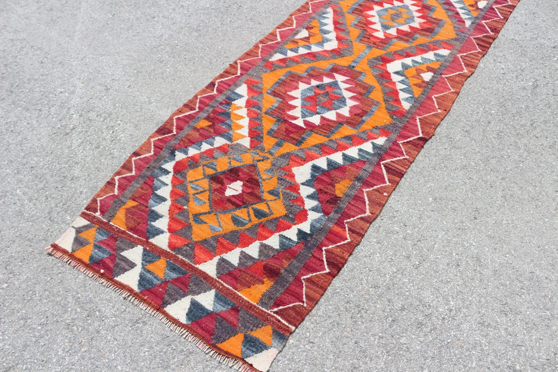 Rugs for Corridor, Vintage Rugs, 2.8x11.5 ft Runner Rug, Stair Rug, Cool Rug, Anatolian Rug, Orange Antique Rug, Outdoor Rug, Turkish Rug