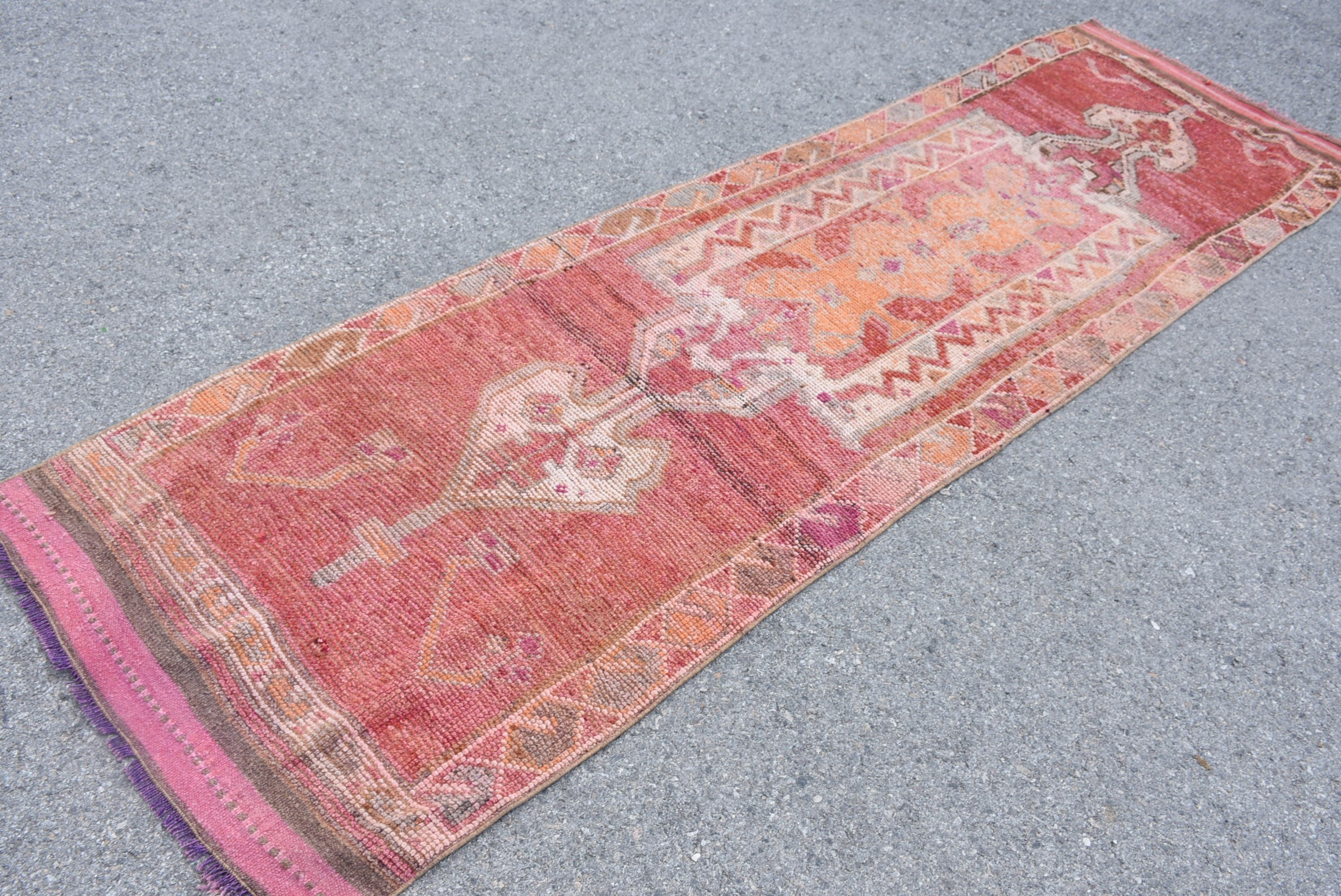 Red Kitchen Rug, Antique Rug, Turkish Rugs, Vintage Rug, Aztec Rug, Cool Rug, Art Rug, Corridor Rug, 2.8x10 ft Runner Rug, Rugs for Stair