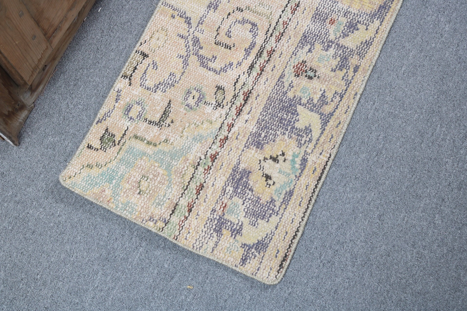 1.5x3 ft Küçük Halı, Mavi Geometrik Halılar, Türk Halısı, Mutfak Halıları, Yer Halısı, Vintage Halılar, Bildiri Halısı, Modern Halı, Duvara Asılı Halı