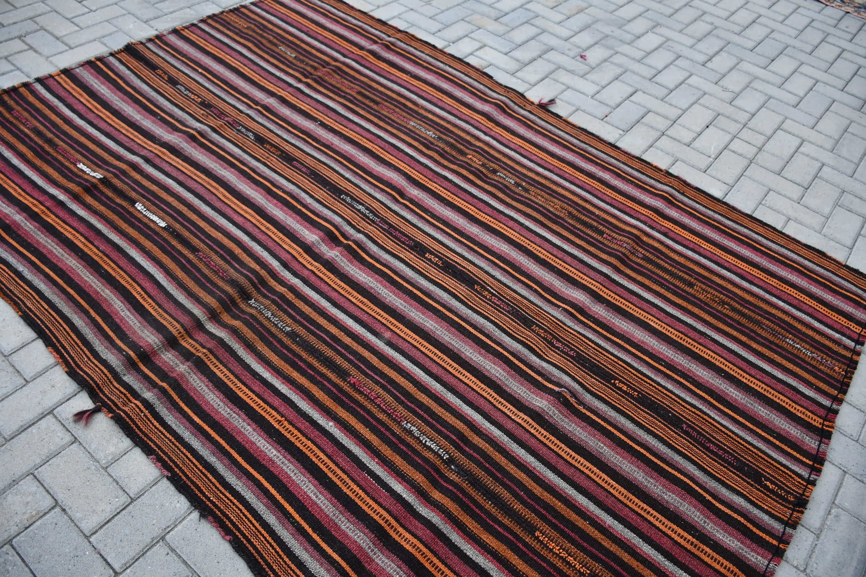 Türk Halısı, Vintage Halı, 5.9x8.5 ft Büyük Halılar, Salon Halısı, Yatak Odası Halısı, Kahverengi Antika Halı, Ev Dekor Halısı, Yurt Halısı, Kilim, Oryantal Halılar