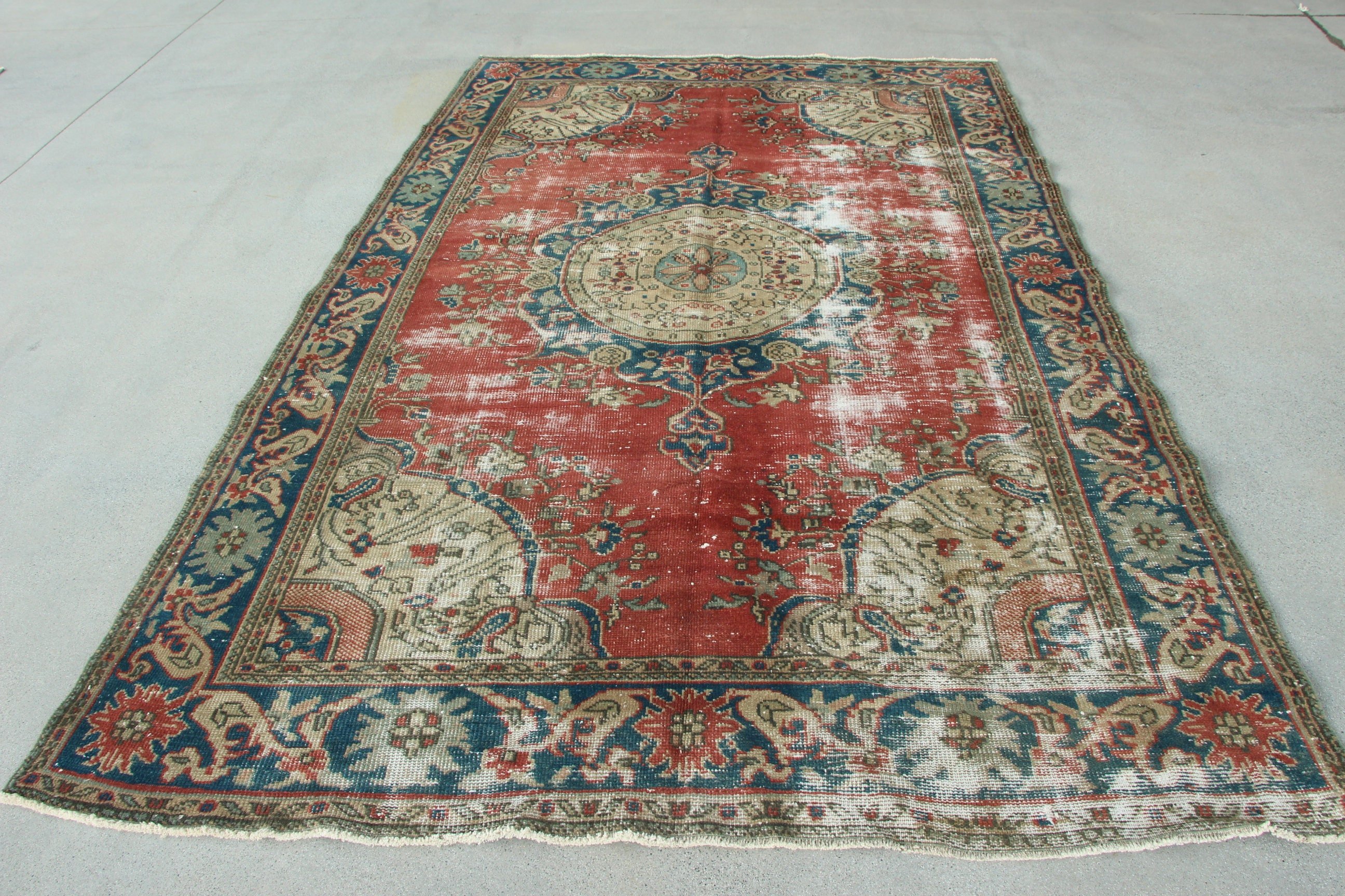 Lüks Halı, Geometrik Halılar, Türk Halısı, Yatak Odası Halısı, Harika Halılar, Vintage Halı, Kırmızı Ev Dekor Halısı, 6.2x9.5 ft Büyük Halı, Salon Halıları