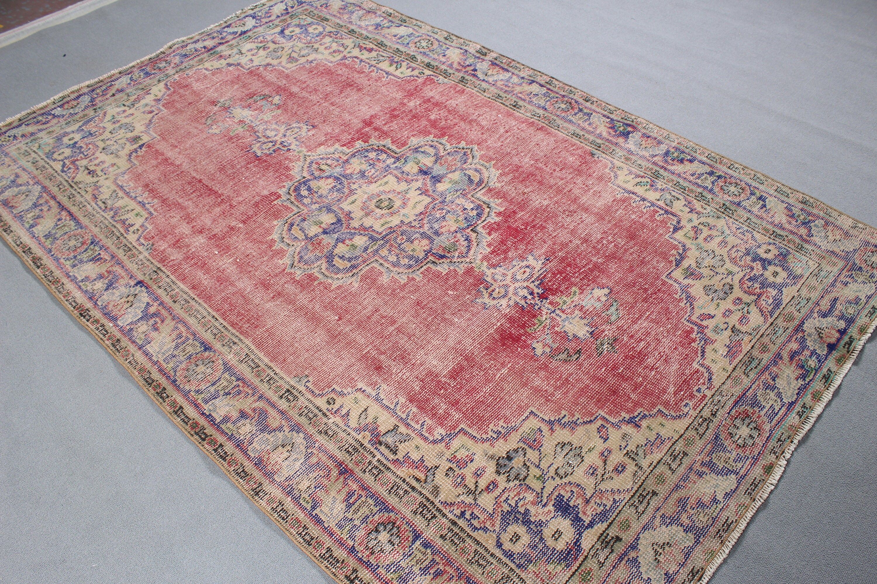 Vintage Rugs, Bedroom Rugs, Cool Rugs, 5.2x7.8 ft Large Rugs, Turkish Rug, Red Oriental Rug, Large Vintage Rugs, Living Room Rugs, Boho Rug