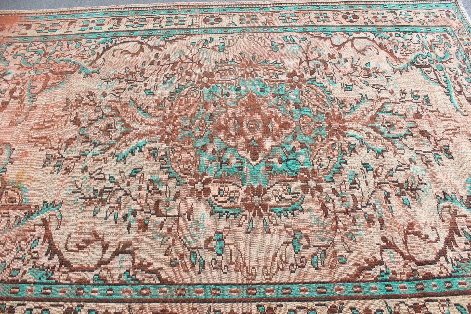 Ev Dekorasyonu Halıları, Mutfak Halıları, Türk Halıları, 6.6x9.2 ft Büyük Halı, Salon Halısı, Bohem Halısı, Vintage Halı, Yatak Odası Halıları, Kahverengi Antika Halılar