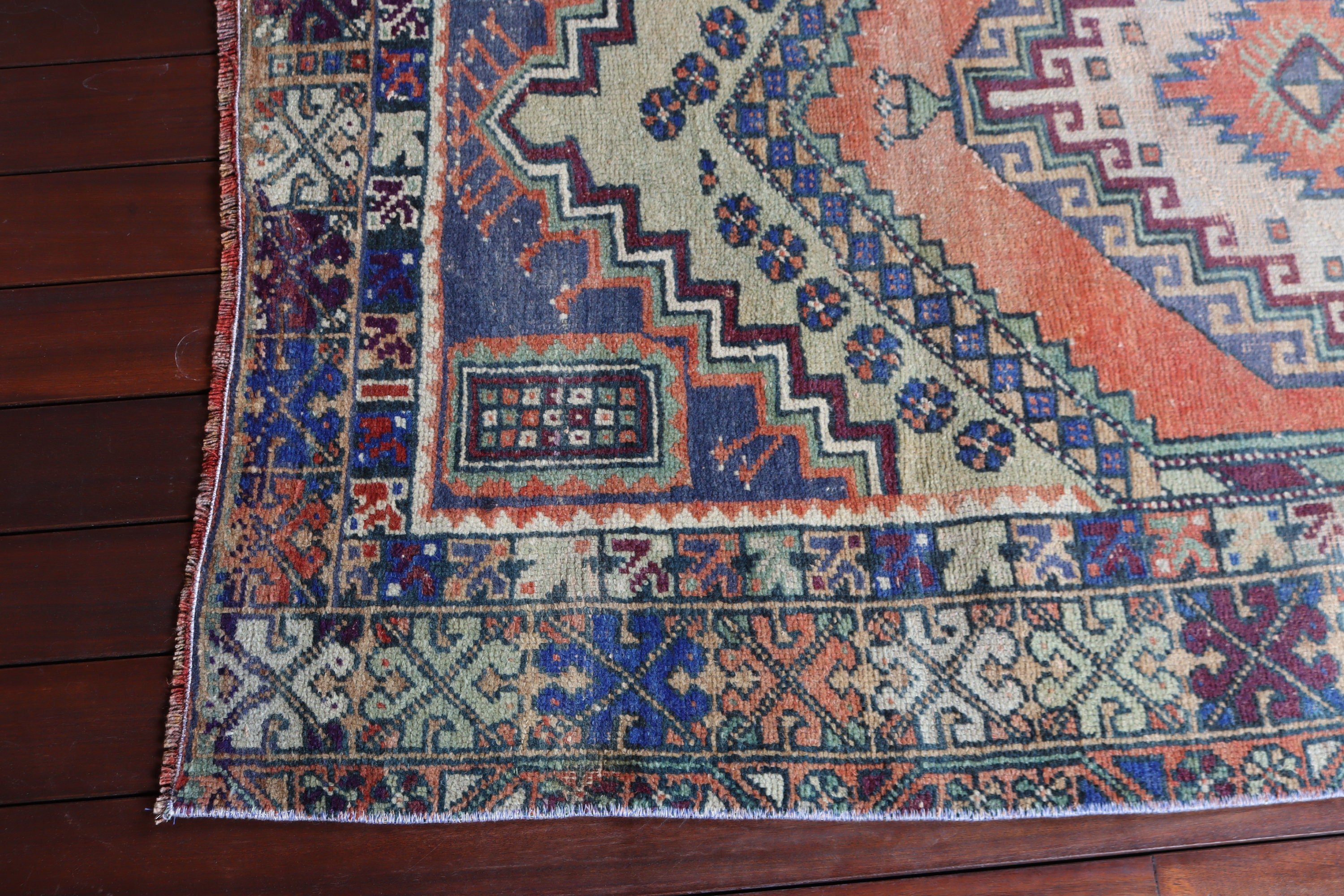 Yer Halısı, Yün Halılar, Türk Halıları, 3,6x5,7 ft Vurgulu Halılar, Boho Vurgulu Halı, Giriş Halıları, Turuncu Geometrik Halılar, Vintage Halı, Açıklama Halıları