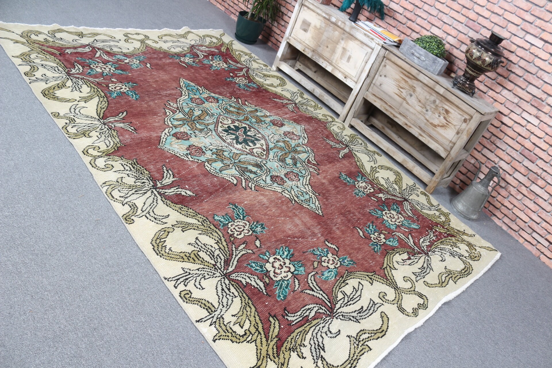 Oturma Odası Halısı, Salon Halıları, Türk Halısı, Tasarımcı Halısı, Yatak Odası Halısı, Ev Dekor Halısı, Vintage Halı, Mor 6x9.2 ft Büyük Halı