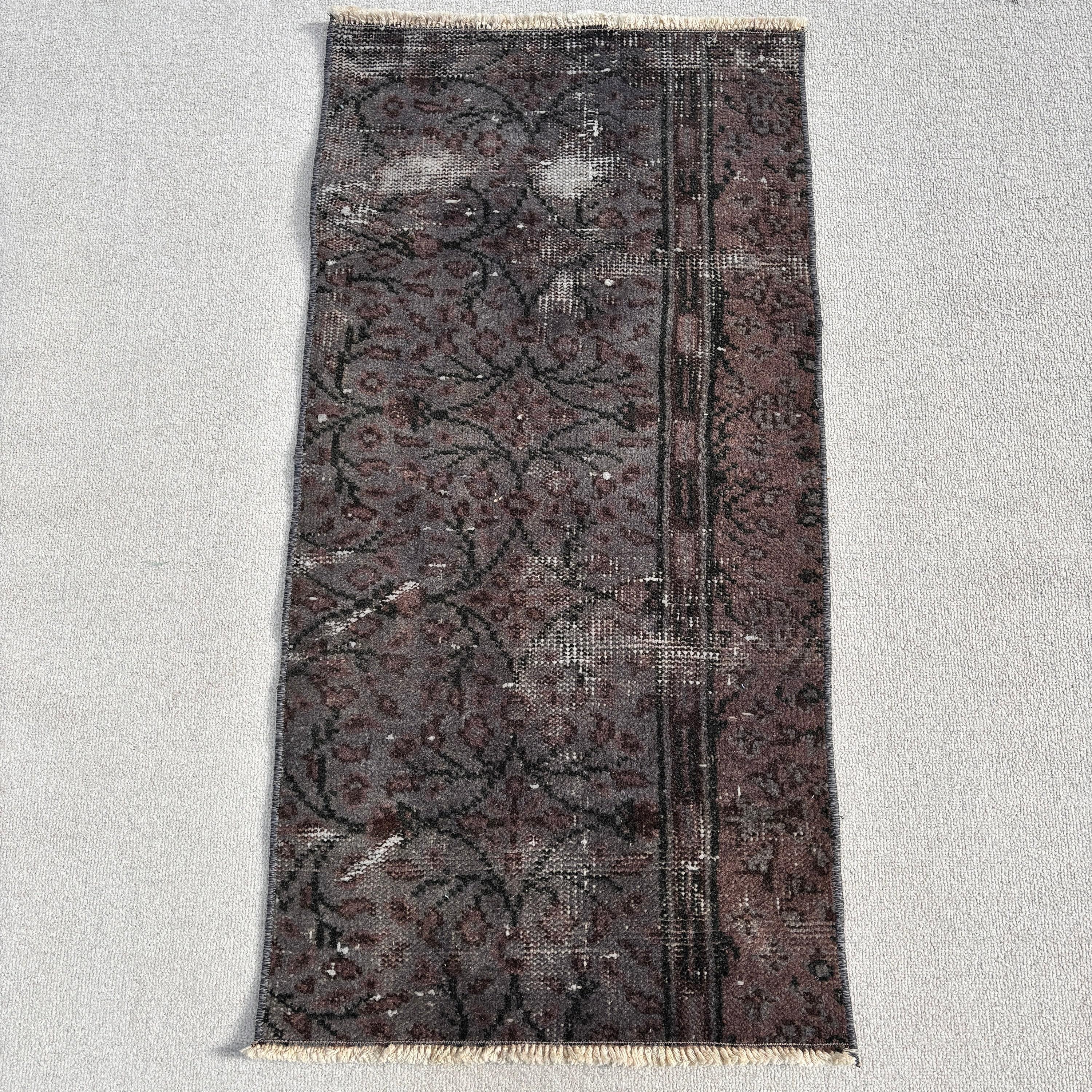 Türk Halıları, 1.6x3.2 ft Küçük Halılar, Gri Soğuk Halılar, Banyo Halısı, Mutfak Halıları, Vintage Halılar, Küçük Vintage Halı, Nötr Halılar, Etnik Halılar