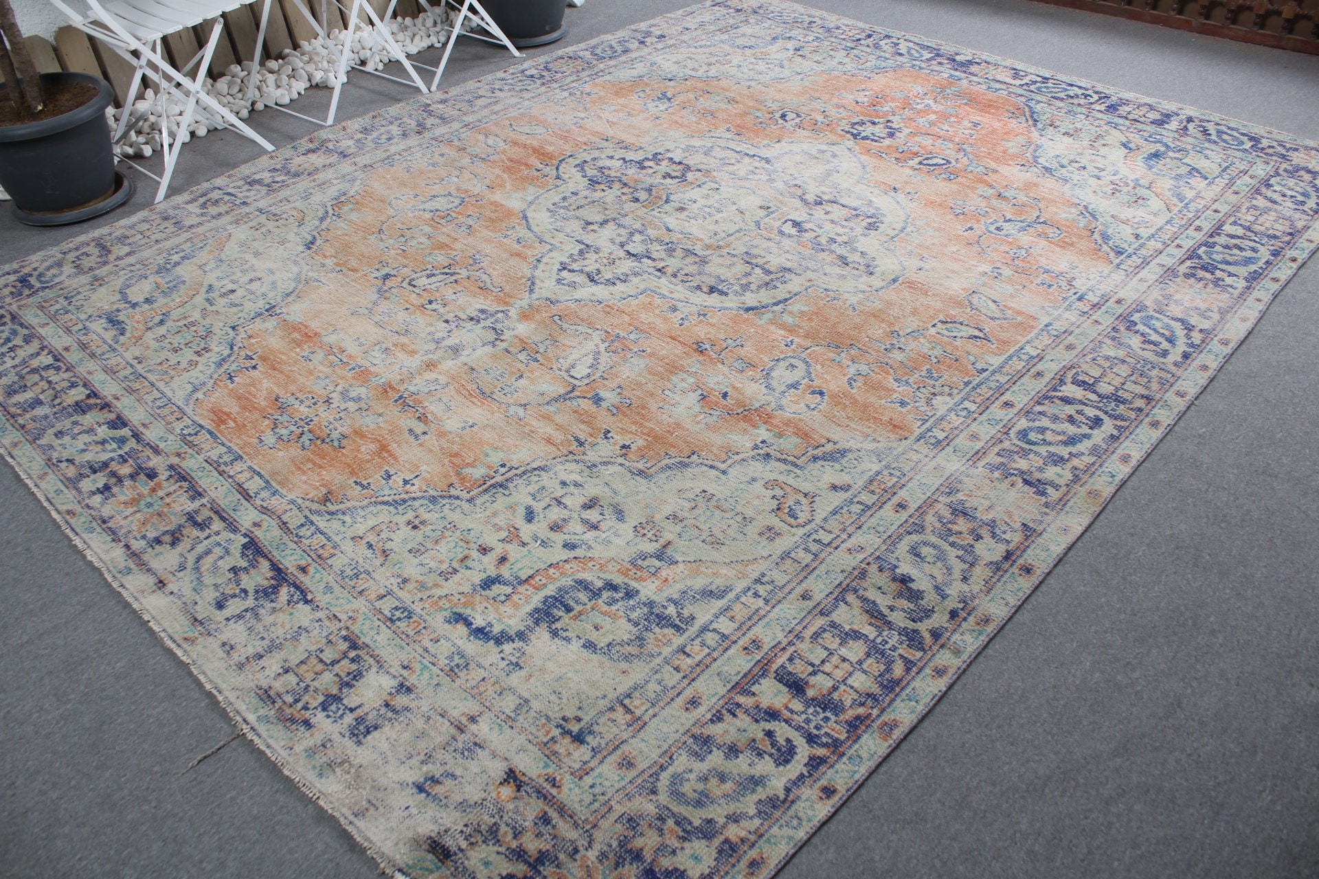 Old Rugs, Dining Room Rug, Vintage Rug, Oriental Rugs, 8.2x10.7 ft Oversize Rug, Turkish Rug, Orange Antique Rug, Salon Rug