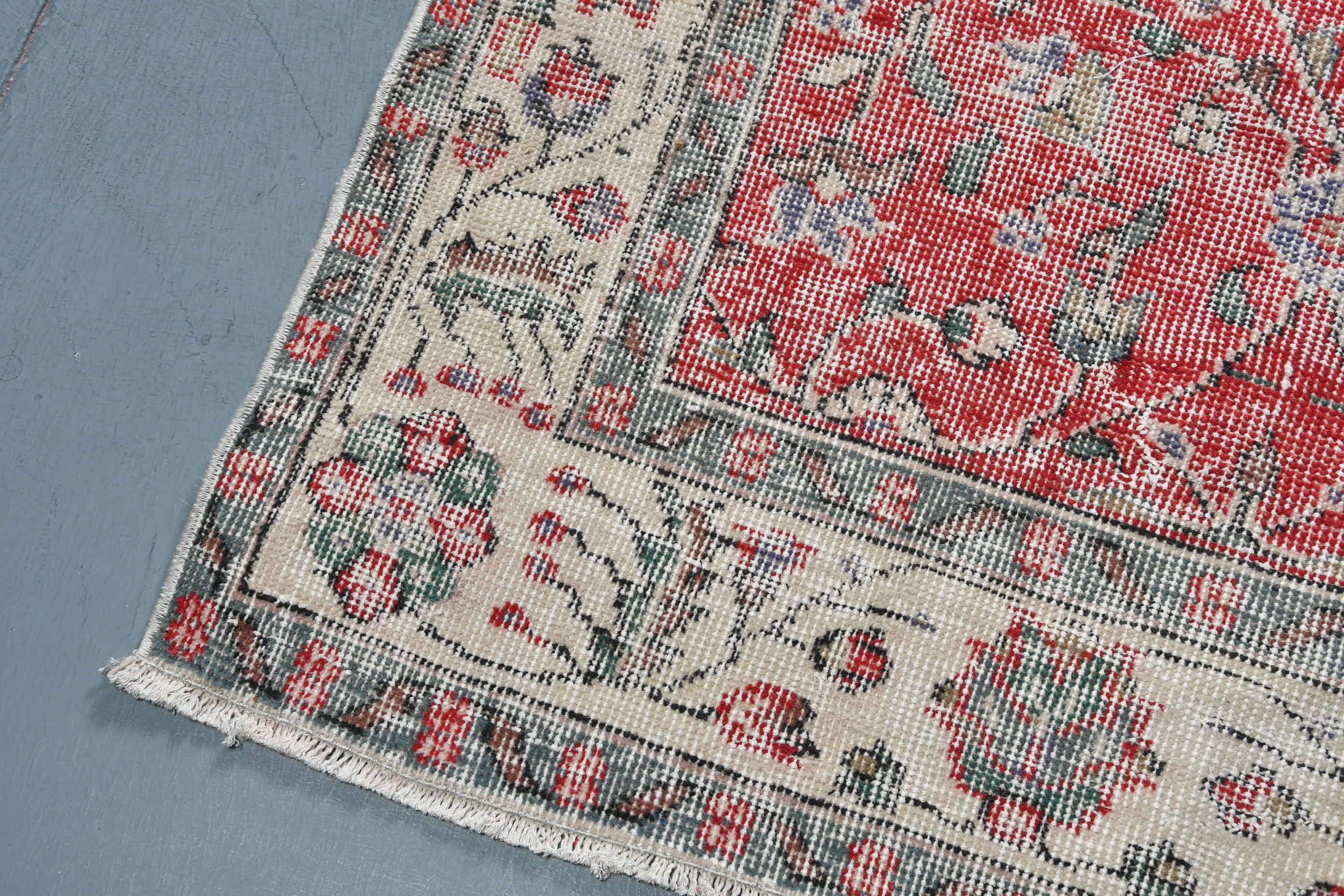 Wool Rug, 5.7x9.4 ft Large Rug, Retro Rug, Turkish Rug, Vintage Rug, Bedroom Rugs, Oriental Rug, Red Home Decor Rug, Living Room Rug