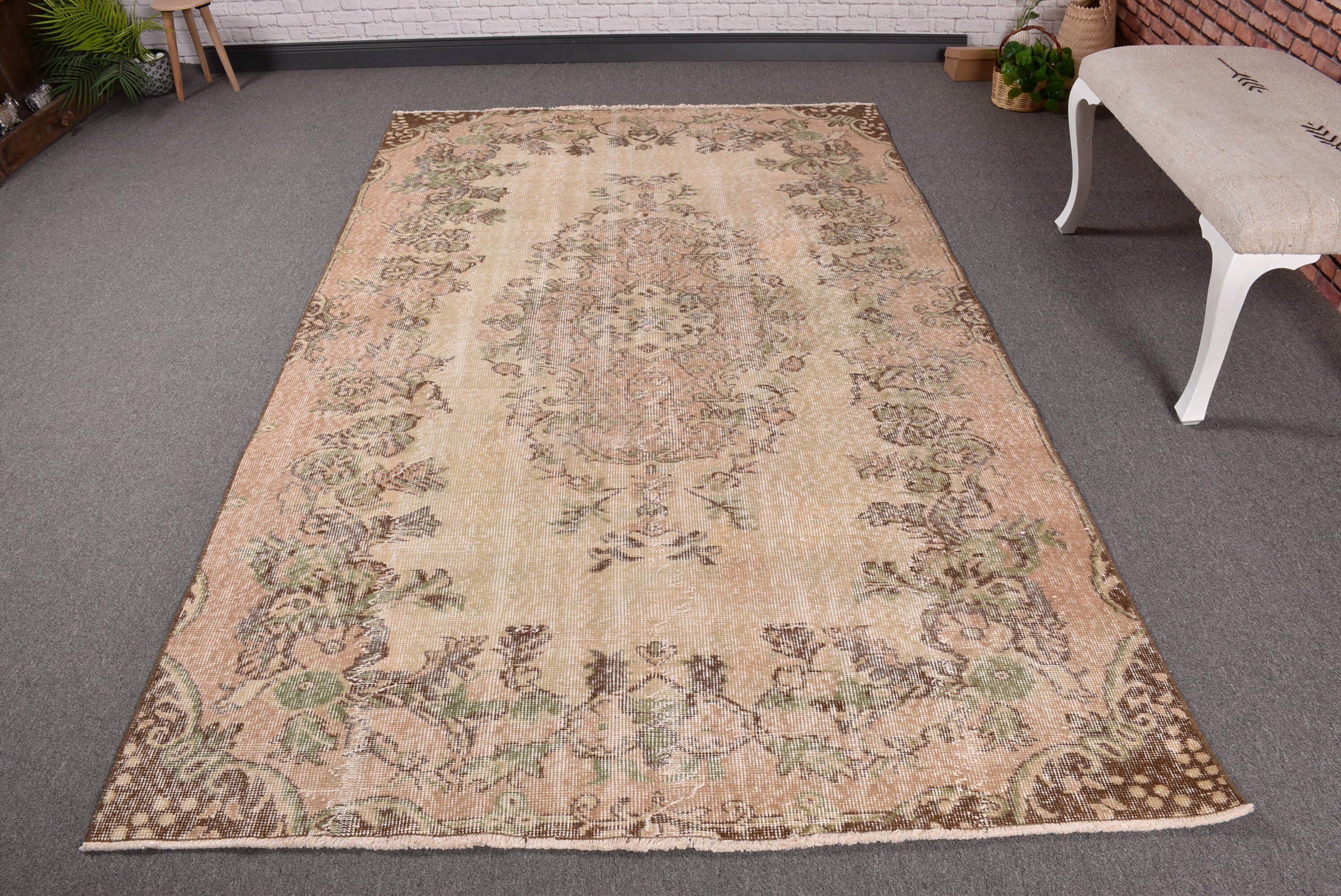 5.1x8.4 ft Büyük Halılar, Düz Dokuma Halı, Bej Oushak Halıları, Fas Halıları, Vintage Halı, Büyük Vintage Halı, Türk Halıları, Büyük Oushak Halıları