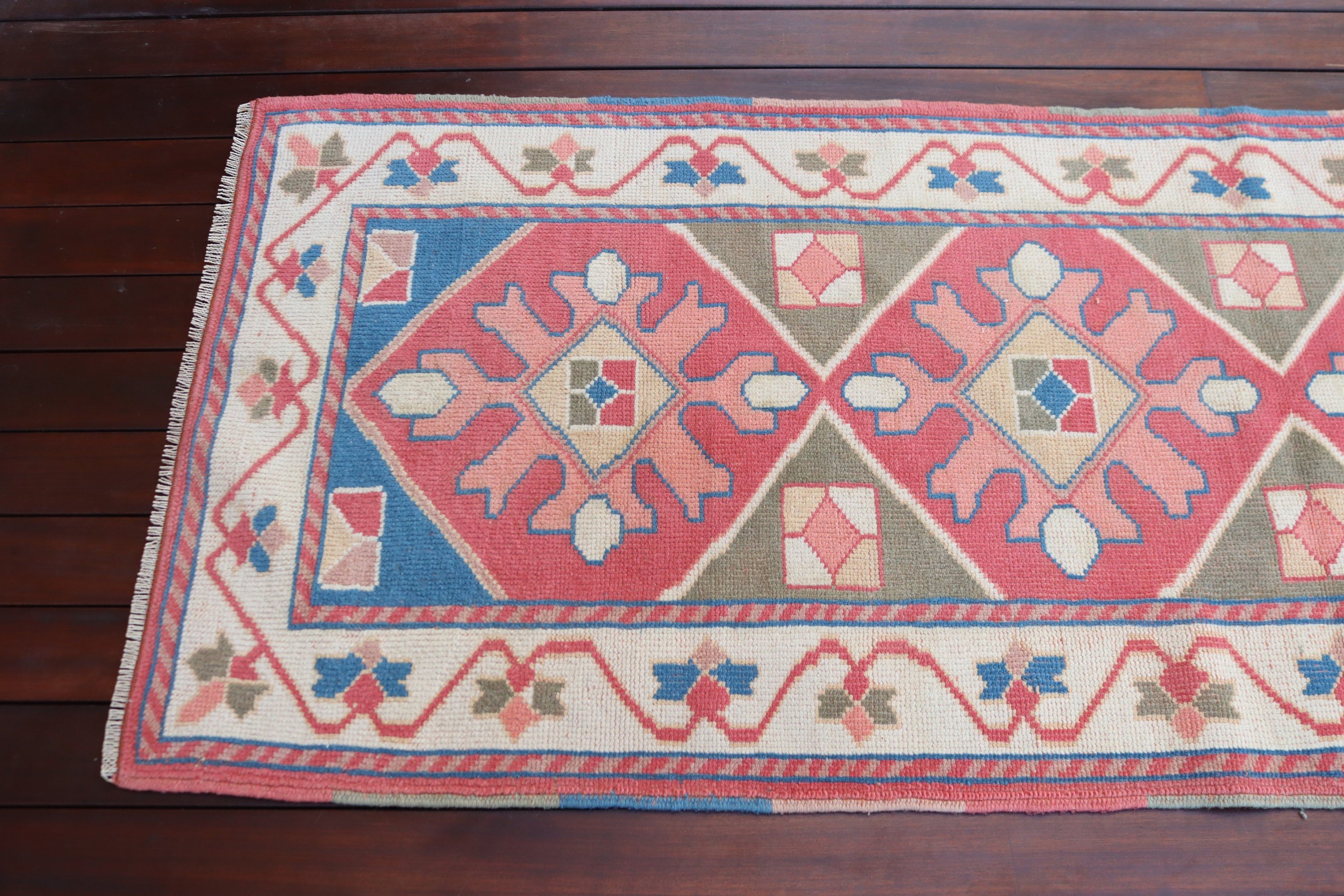 Kitchen Rug, Vintage Rug, Pink Home Decor Rugs, Oushak Rug, Vintage Runner Rugs, 2.6x7.4 ft Runner Rugs, Hallway Rug, Turkish Rugs