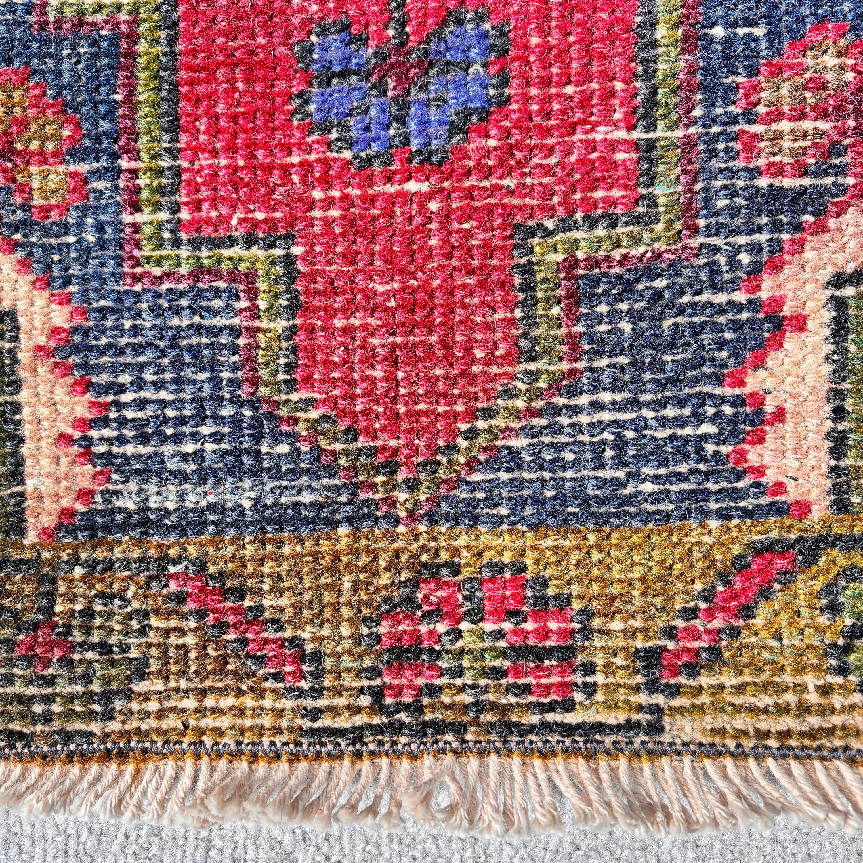 Kitchen Rug, Red Anatolian Rugs, 1.7x3.7 ft Small Rug, Door Mat Rug, Turkish Rug, Bedroom Rug, Aztec Rug, Vintage Rugs