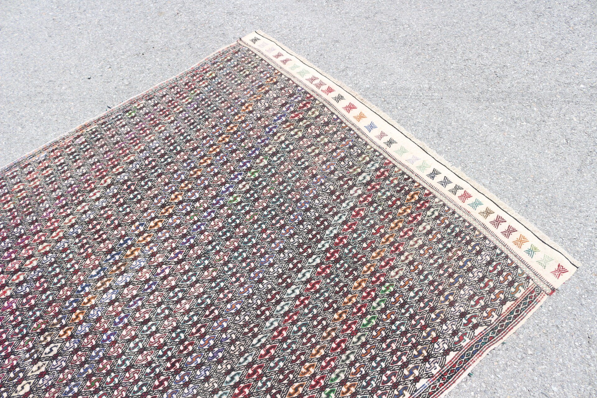 Kilim, Fas Halıları, 5.4x7.7 ft Büyük Halılar, Oryantal Halılar, Vintage Halılar, Türk Halısı, Yemek Odası Halıları, Yatak Odası Halısı, Siyah Oushak Halıları