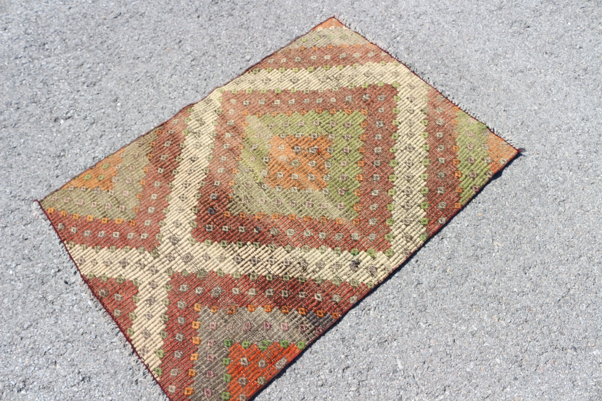 Car Mat Rug, 2.6x3.8 ft Small Rugs, Green Anatolian Rug, Antique Rug, Vintage Rug, Kilim, Nursery Rug, Art Rug, Turkish Rugs