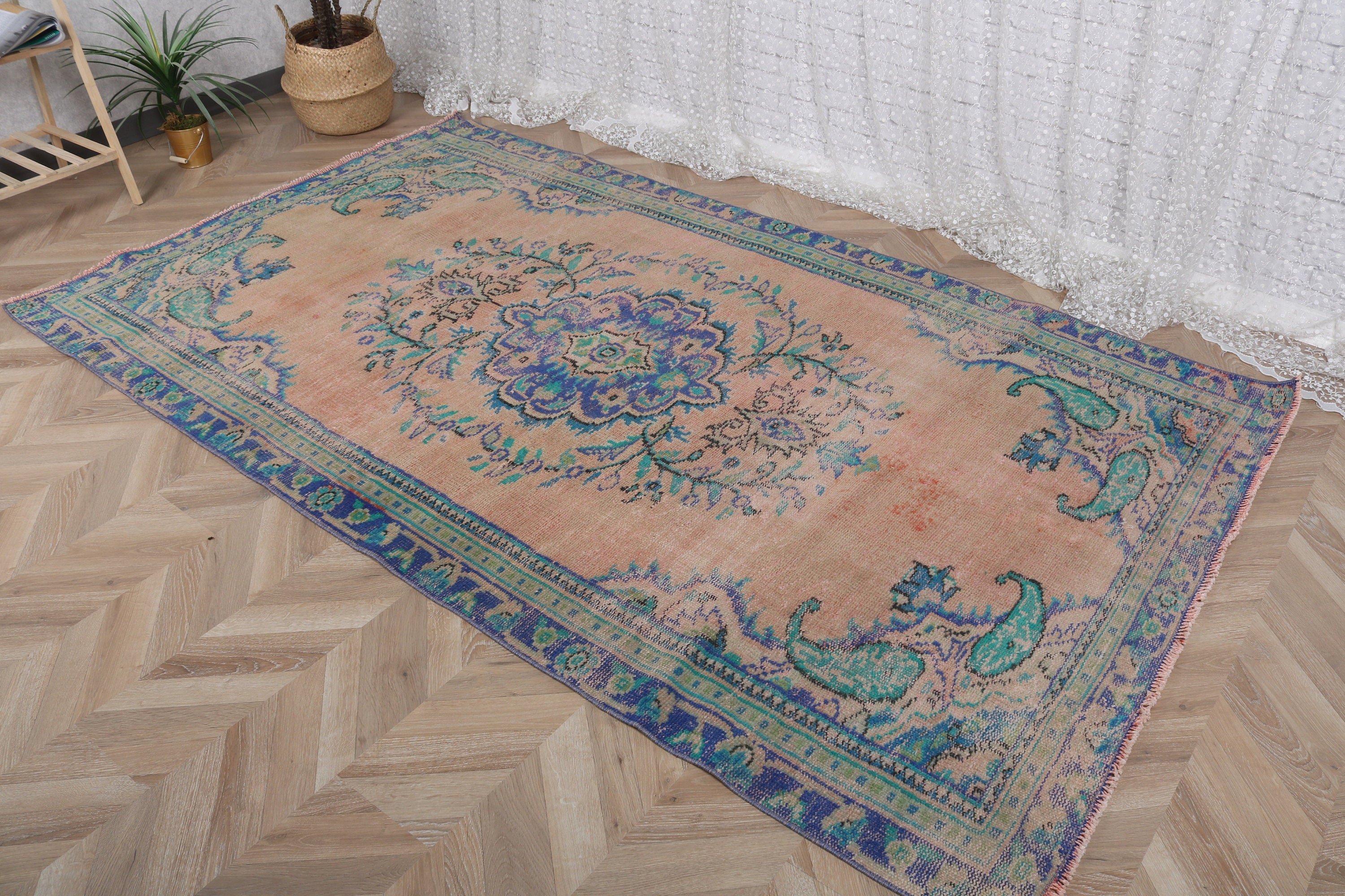 Vintage Halı, 4.9x8.3 ft Büyük Halı, Büyük Vintage Halılar, Mutfak Halısı, Büyük Vintage Halı, Türk Halıları, Yün Halıları, Turuncu Yatak Odası Halıları