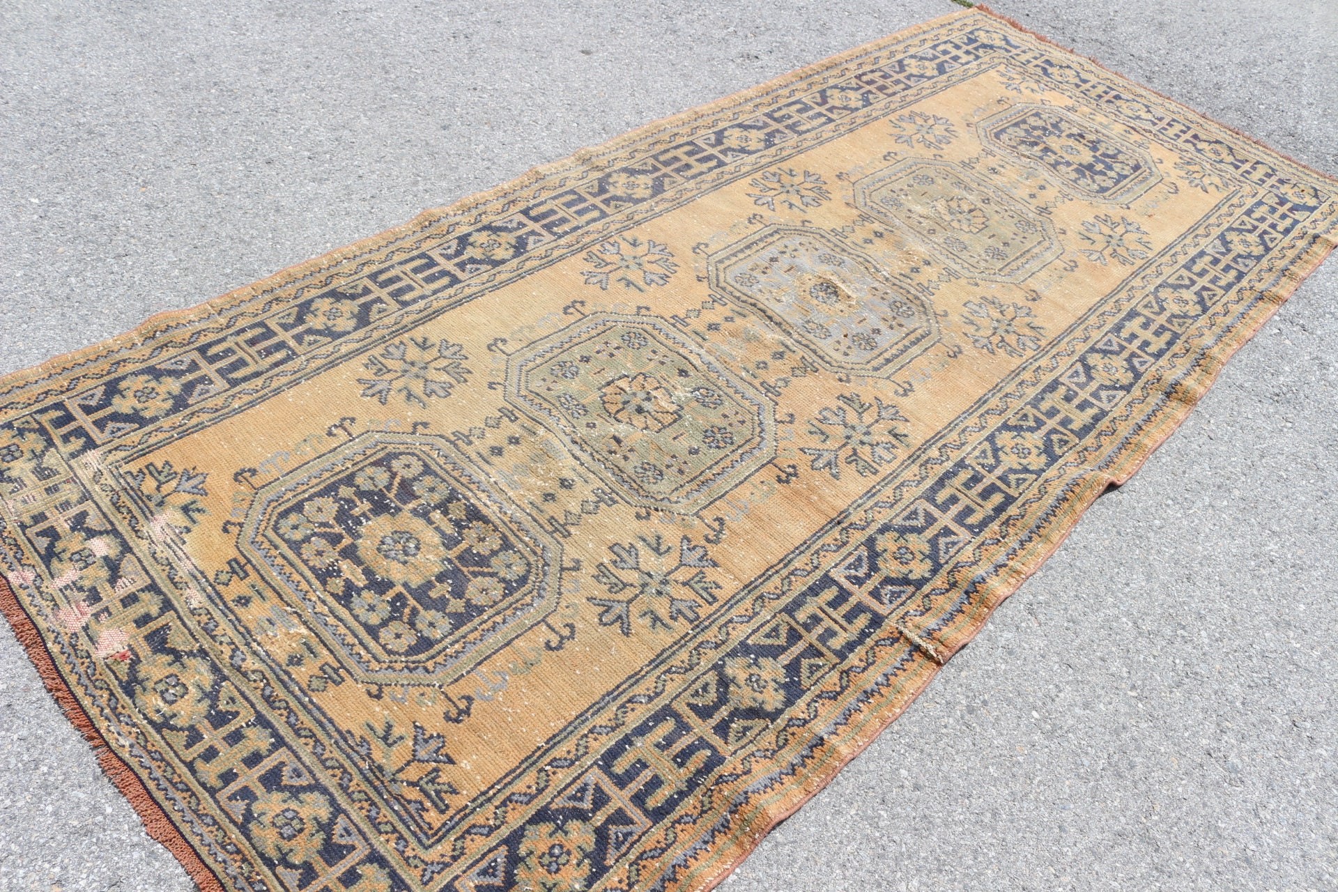 Bedroom Rug, Rugs for Dining Room, Vintage Rug, Green Antique Rugs, Turkish Rugs, 4.5x10.9 ft Large Rug, Salon Rug, Anatolian Rugs, Old Rug