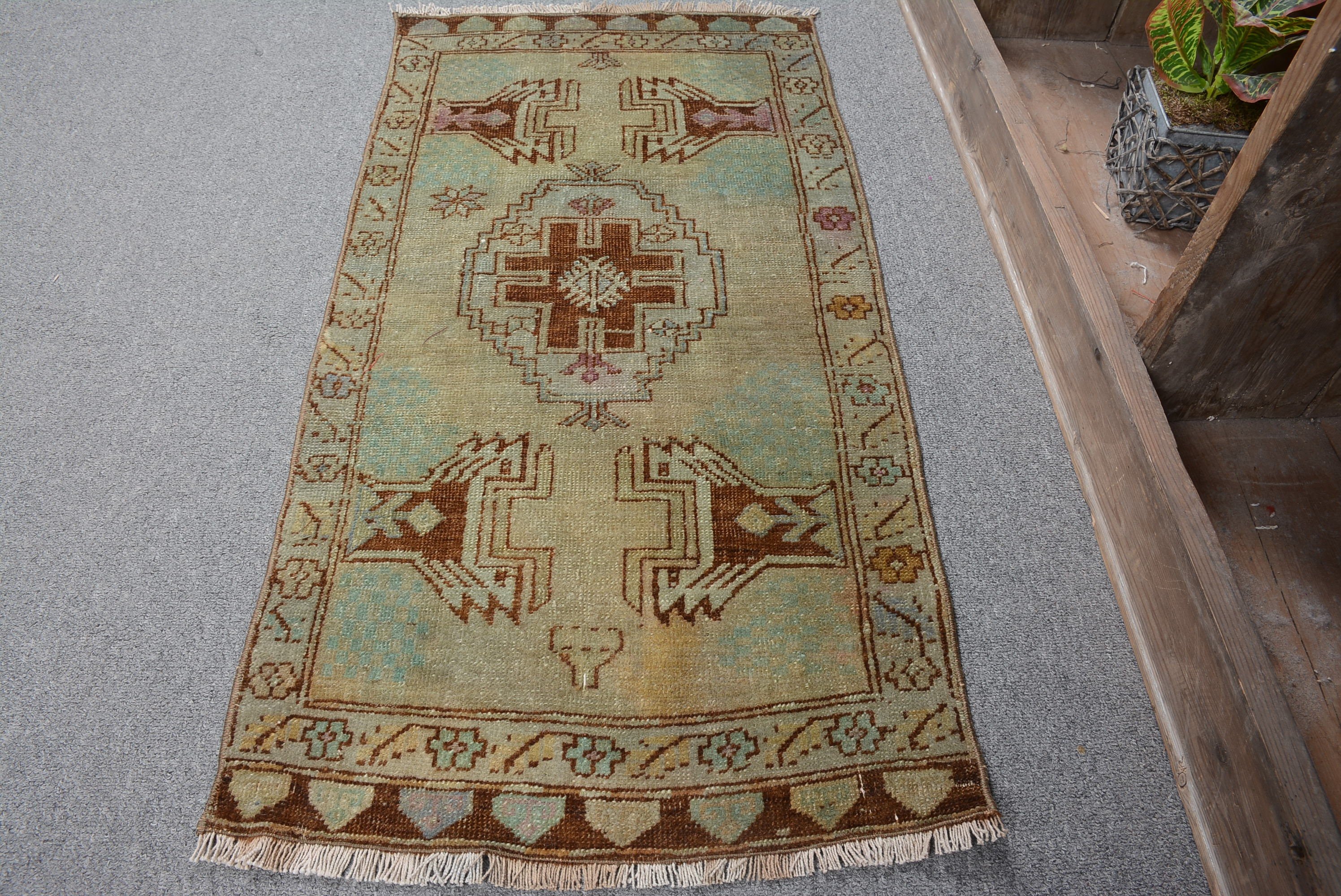 Wall Hanging Rug, 1.6x3.1 ft Small Rugs, Bathroom Rug, Wedding Rug, Turkish Rug, Oushak Rug, Anatolian Rug, Vintage Rugs, Brown Kitchen Rug