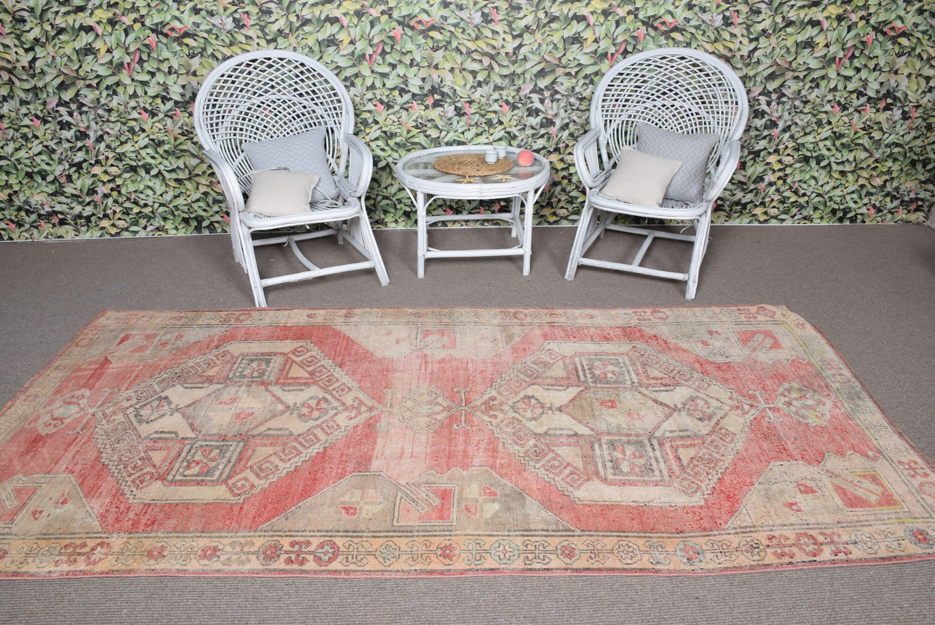 Bedroom Rug, Living Room Rugs, Tribal Rugs, Vintage Rugs, Red Wool Rug, Wool Rugs, Moroccan Rugs, 4.7x9.6 ft Large Rugs, Turkish Rug