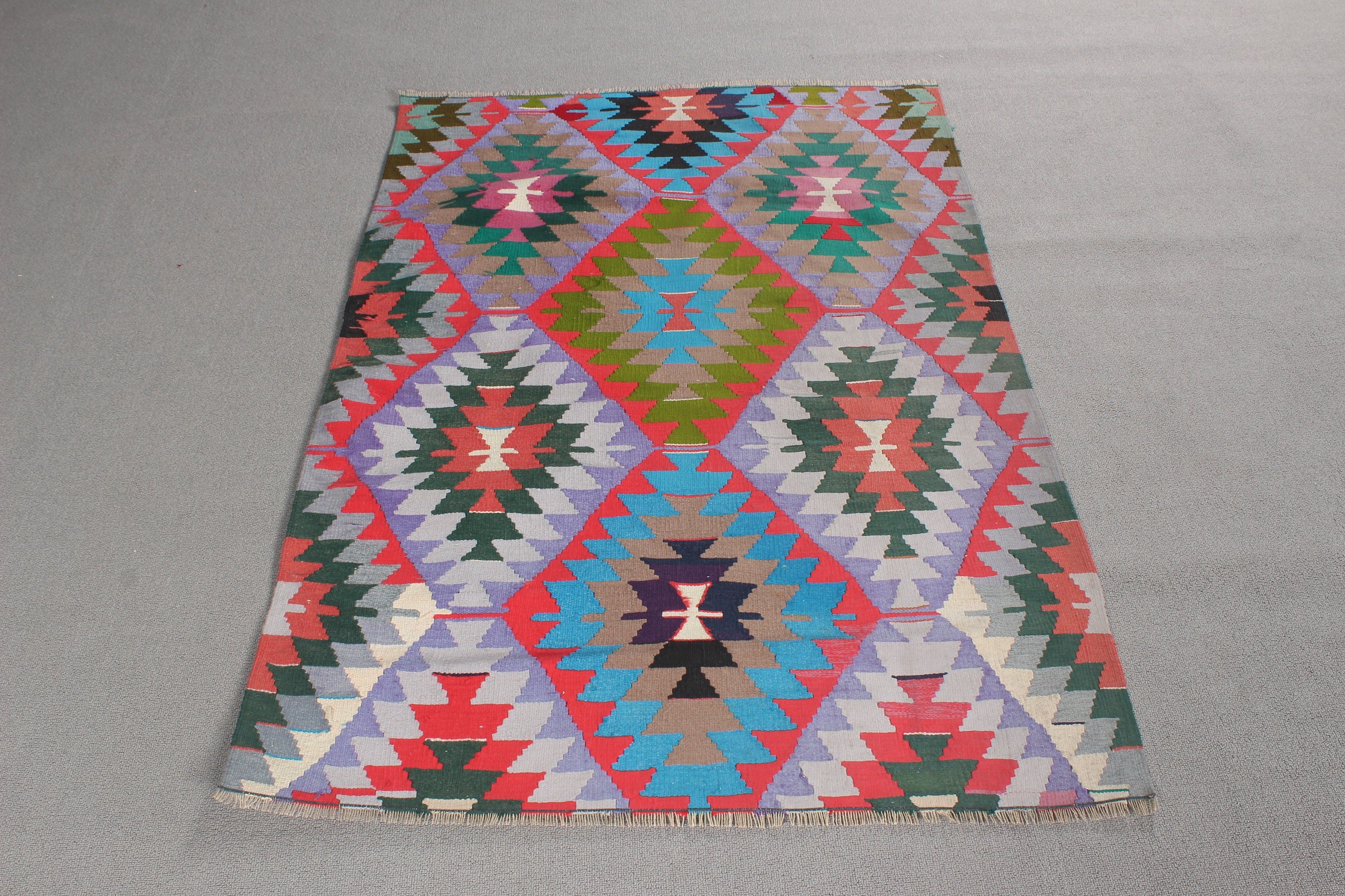 Açıklama Halısı, Türk Halıları, Yatak Odası Halısı, Gökkuşağı Yün Halısı, Vintage Halı, Kilim, 3,3x4,8 ft Vurgu Halısı, Dekoratif Halı, Yer Halıları, Boho Halısı