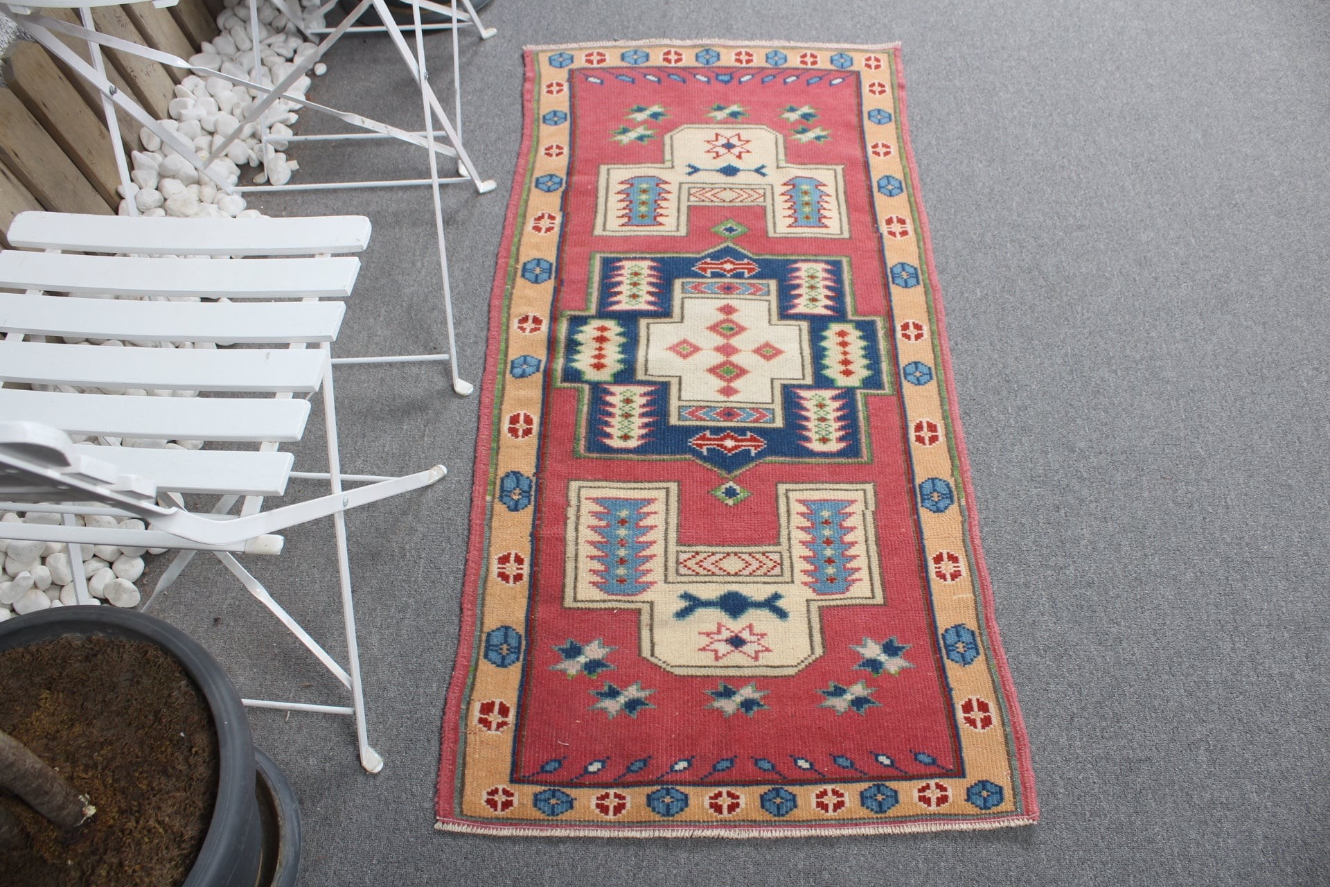 Home Decor Rugs, Red  2.3x4.8 ft Small Rug, Anatolian Rugs, Vintage Rug, Kitchen Rug, Turkish Rugs, Car Mat Rug, Ethnic Rug