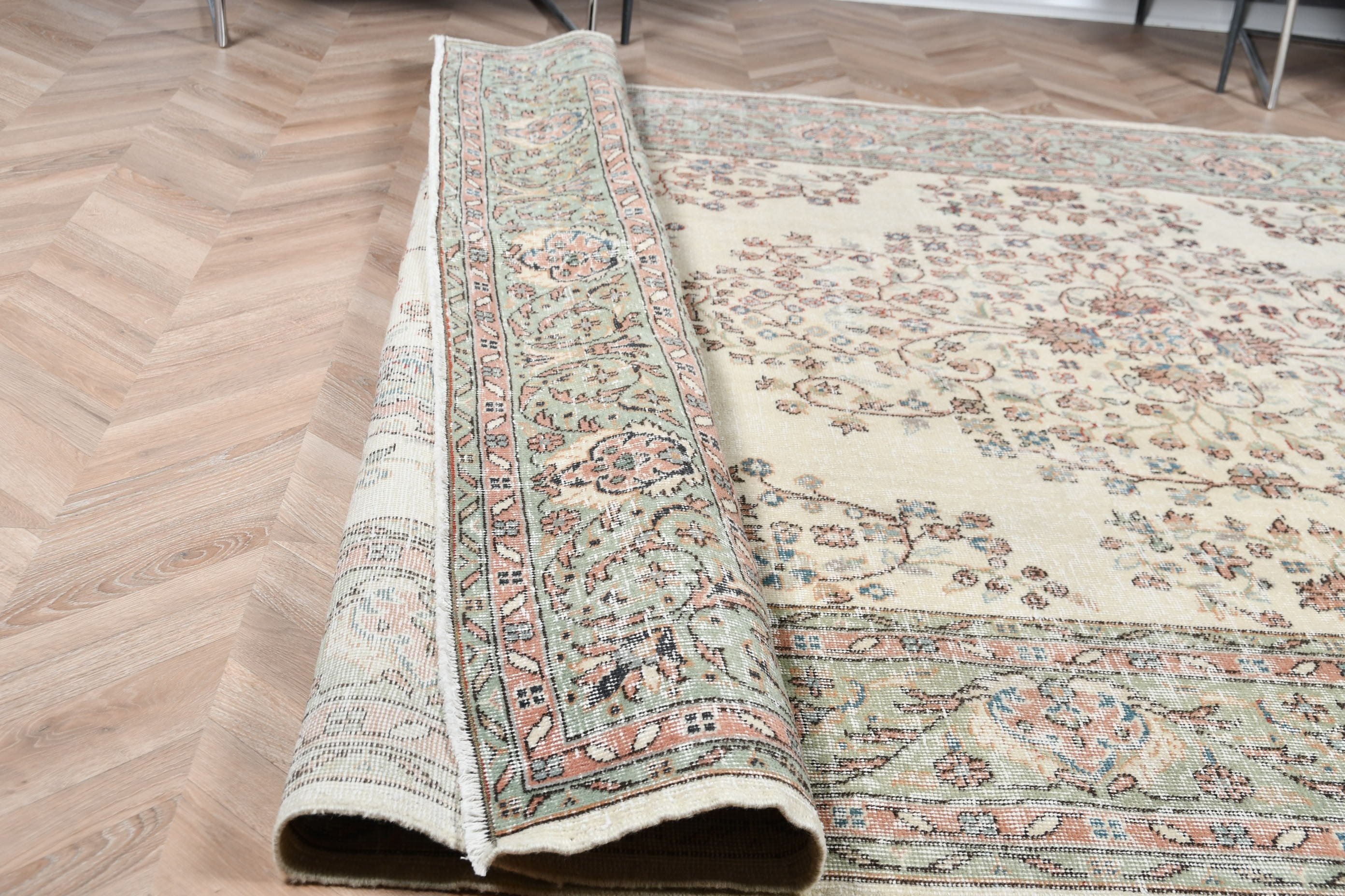 7.1x10.6 ft Büyük Boy Halılar, Salon Halıları, Mutfak Halısı, Bej Antika Halı, Vintage Halı, Türk Halısı, Oturma Odası Halısı, Salon Halısı, Havalı Halı