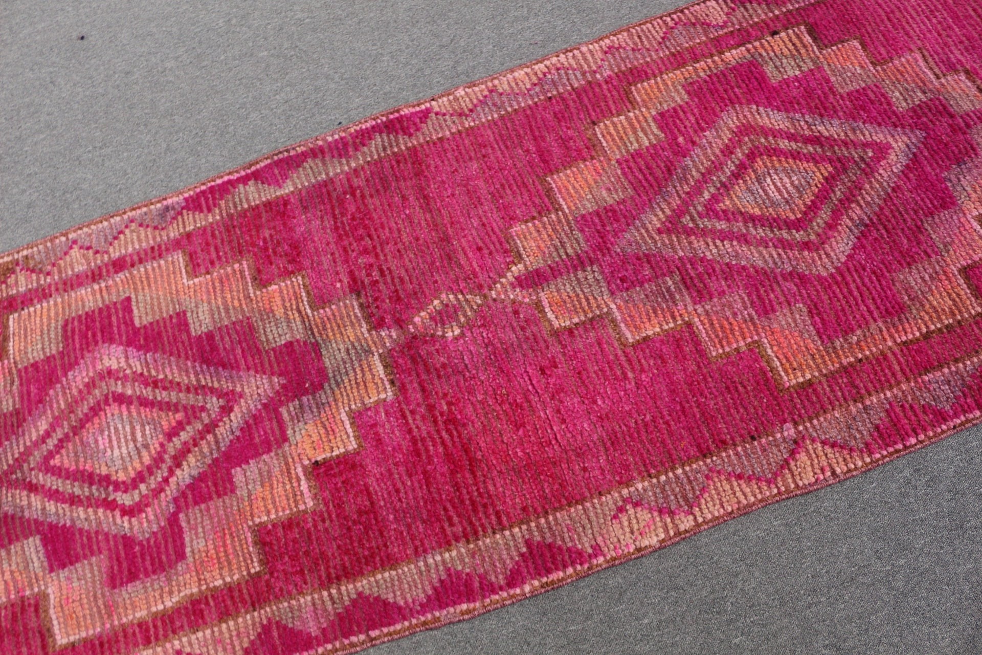 Wool Rug, 2.8x10.4 ft Runner Rugs, Stair Rug, Pale Rug, Turkish Rug, Vintage Rug, Pink Antique Rug, Rugs for Runner, Kitchen Rug, Floor Rug