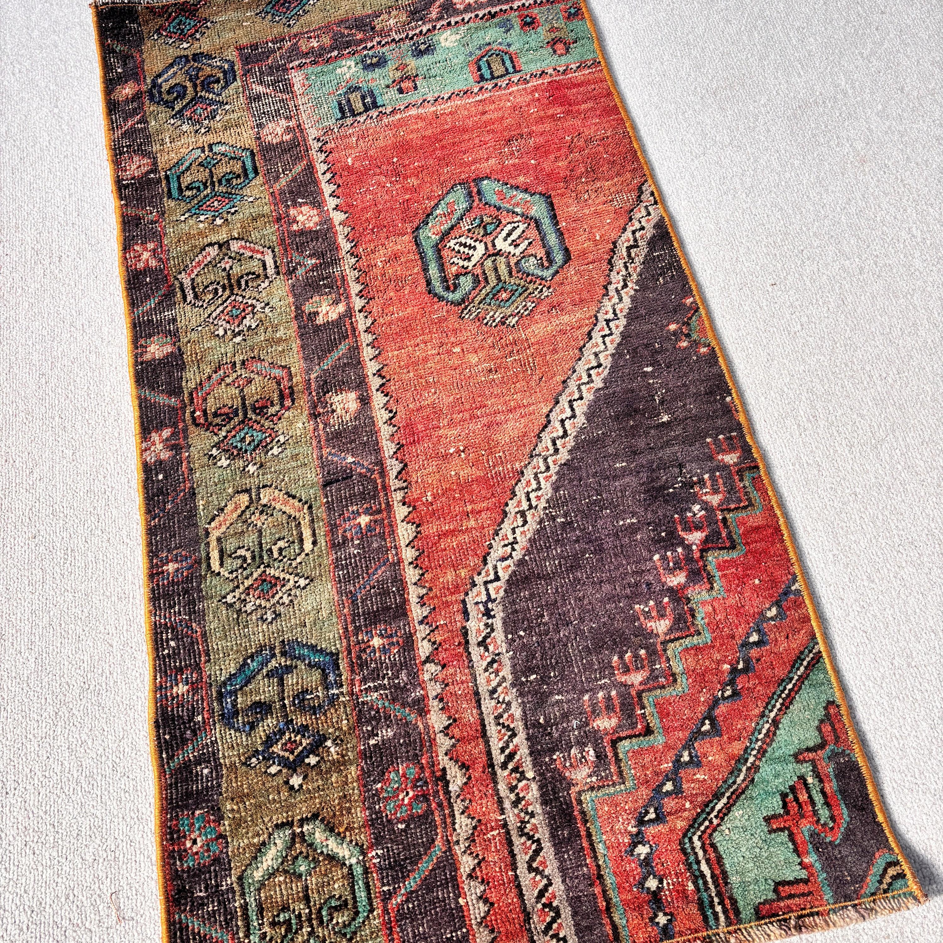 Wall Hanging Rug, Floor Rugs, Turkish Rugs, Red Home Decor Rug, Handmade Rugs, Neutral Rug, Entry Rug, 1.6x3.2 ft Small Rug, Vintage Rug