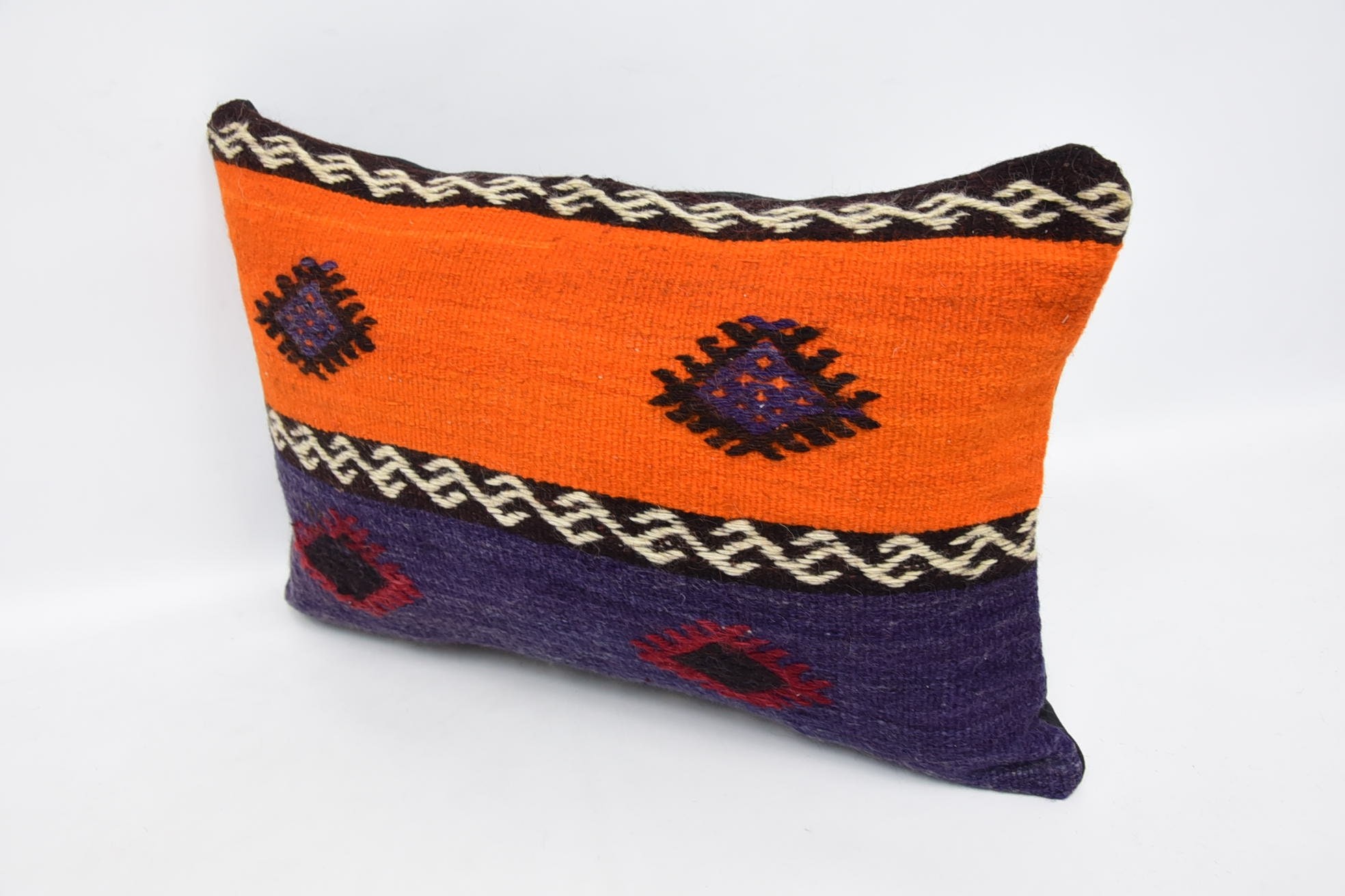 Gift Pillow, Decorative Throw Pillow, Bed Pillow Case, 16"x24" Orange Cushion Case, Kilim Pillow Cover, Handwoven Pillow, Kilim Pillow