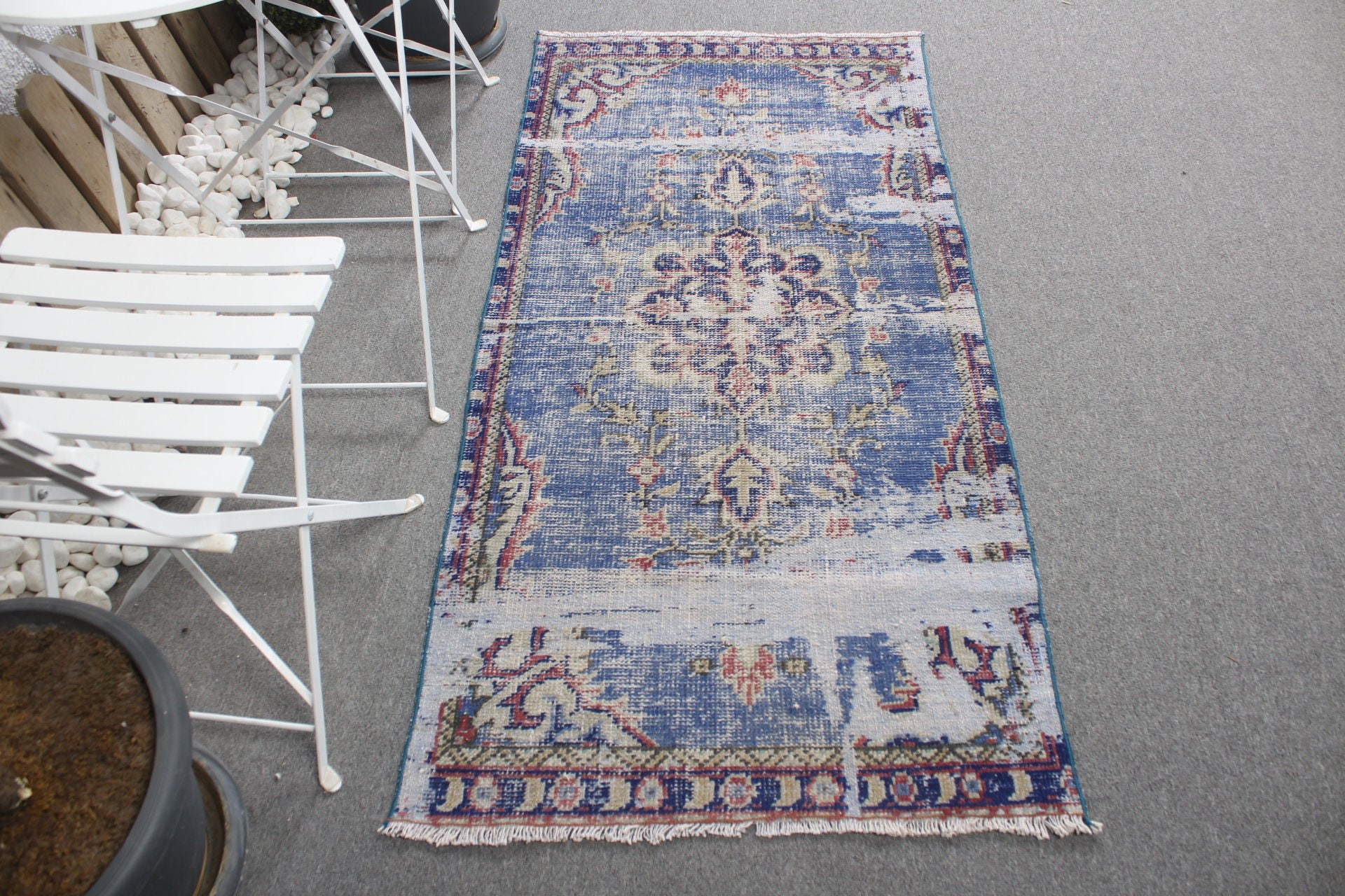 Vintage Rug, Wall Hanging Rugs, Entry Rug, Turkish Rug, Oriental Rug, Blue Home Decor Rug, 2.6x5.4 ft Small Rug, Antique Rugs, Eclectic Rug