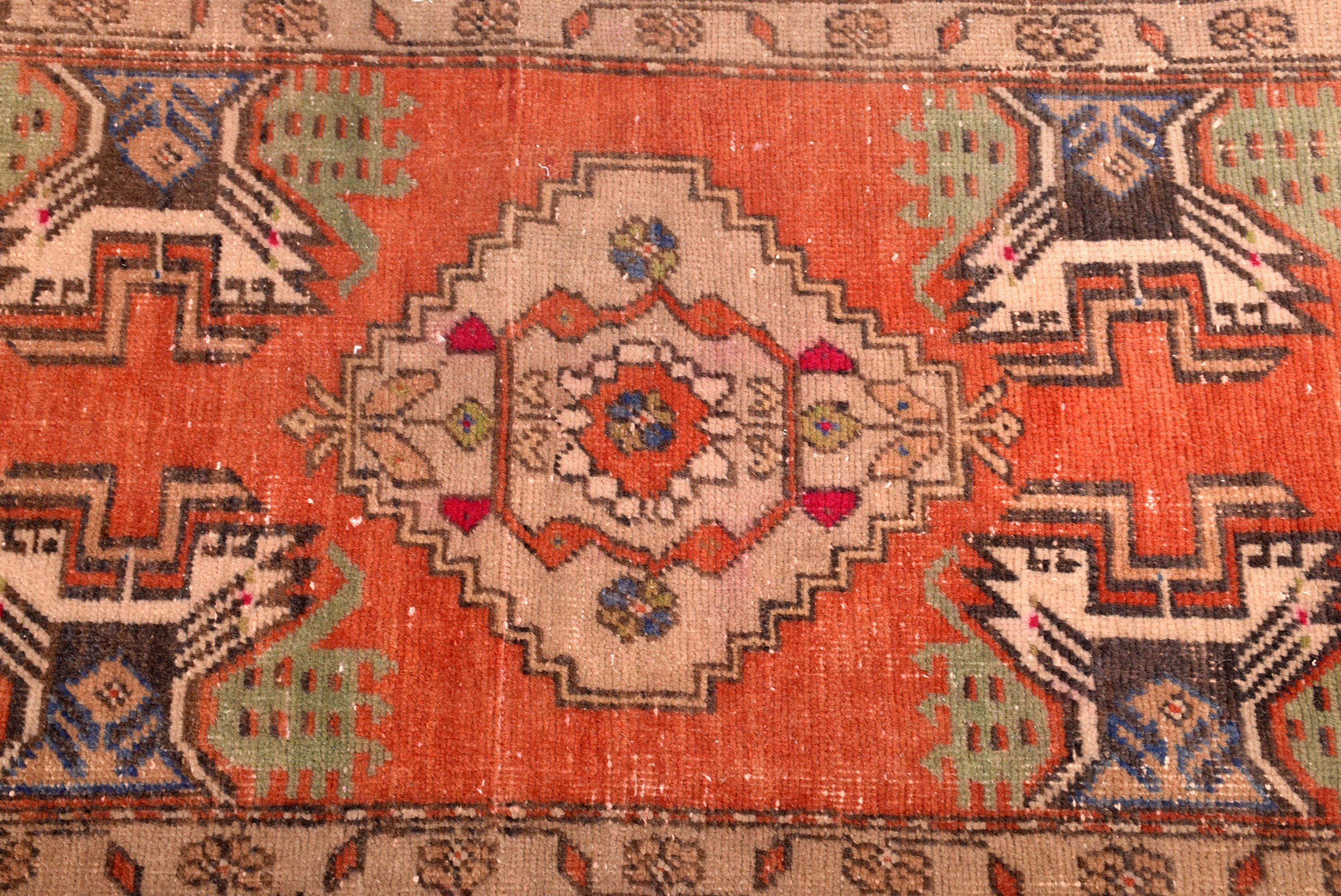 Small Vintage Rug, Cool Rug, 1.8x3.4 ft Small Rugs, Vintage Rugs, Moroccan Rug, Orange Statement Rug, Small Area Rug, Turkish Rug