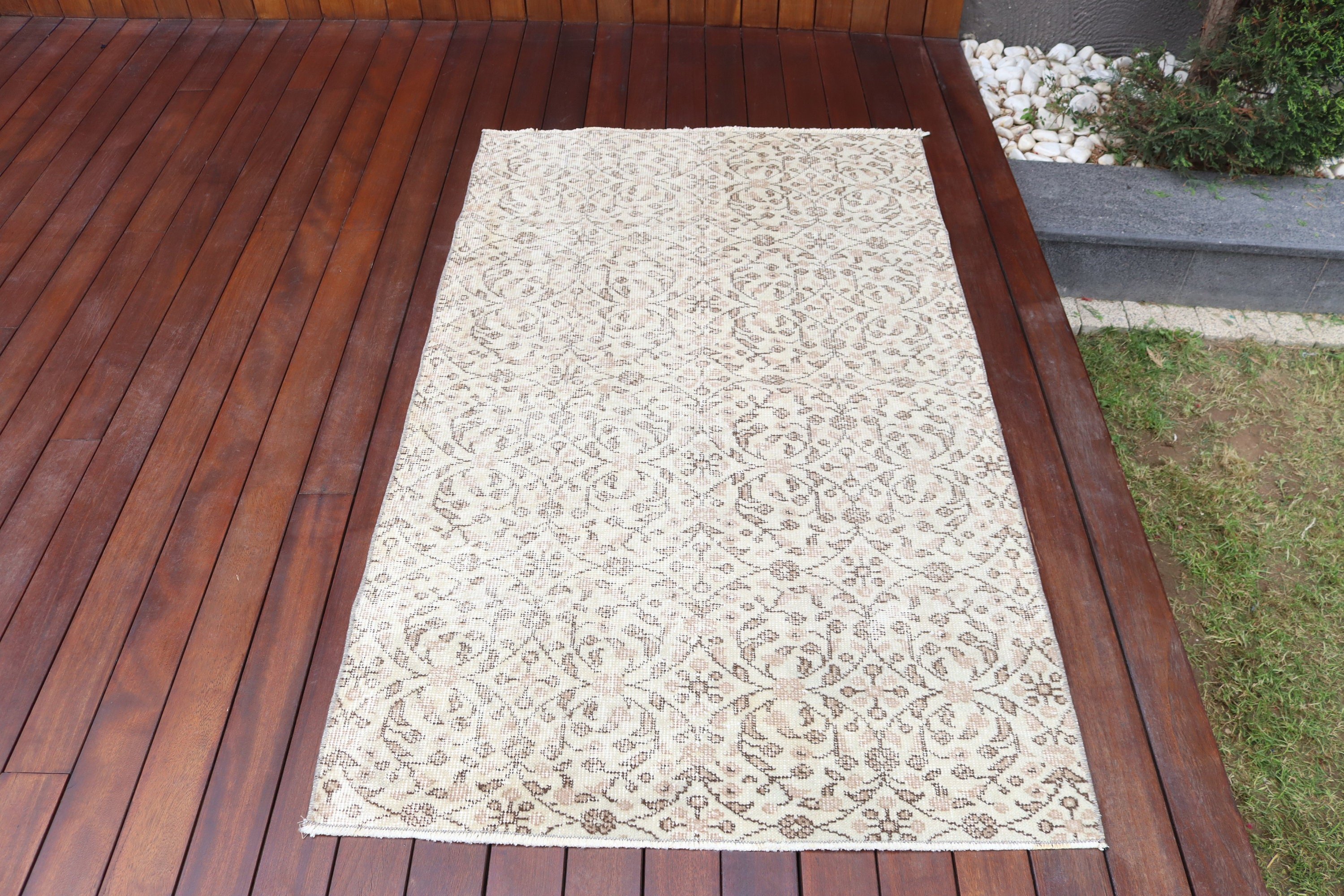 3,2x5,3 ft Aksan Halıları, Modern Halı, Boho Vurgu Halıları, Yatak Odası Halıları, Çocuk Odası Halıları, Vintage Halı, Türk Halıları, Bej Mutfak Halıları