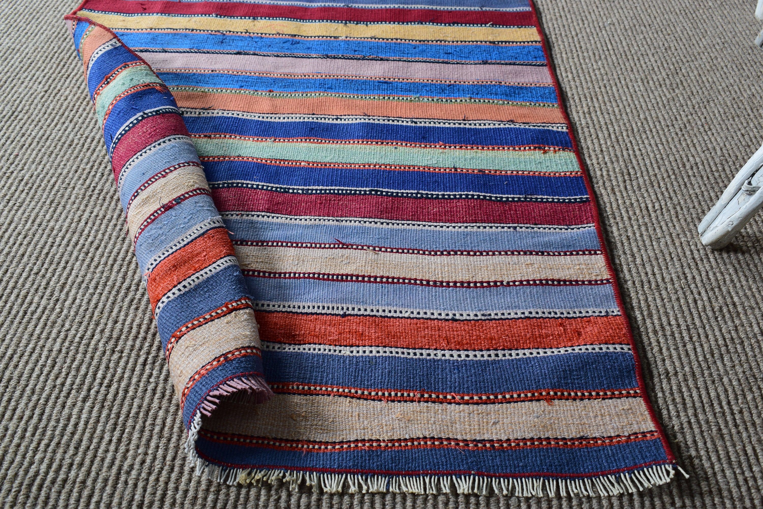 Merdiven Halıları, 2.3x7.5 ft Yolluk Halıları, Uzun Yolluk Halıları, Mavi El Dokuma Halılar, Yatak Odası Halıları, Lüks Halılar, Kilim, Türk Halısı, Vintage Halılar