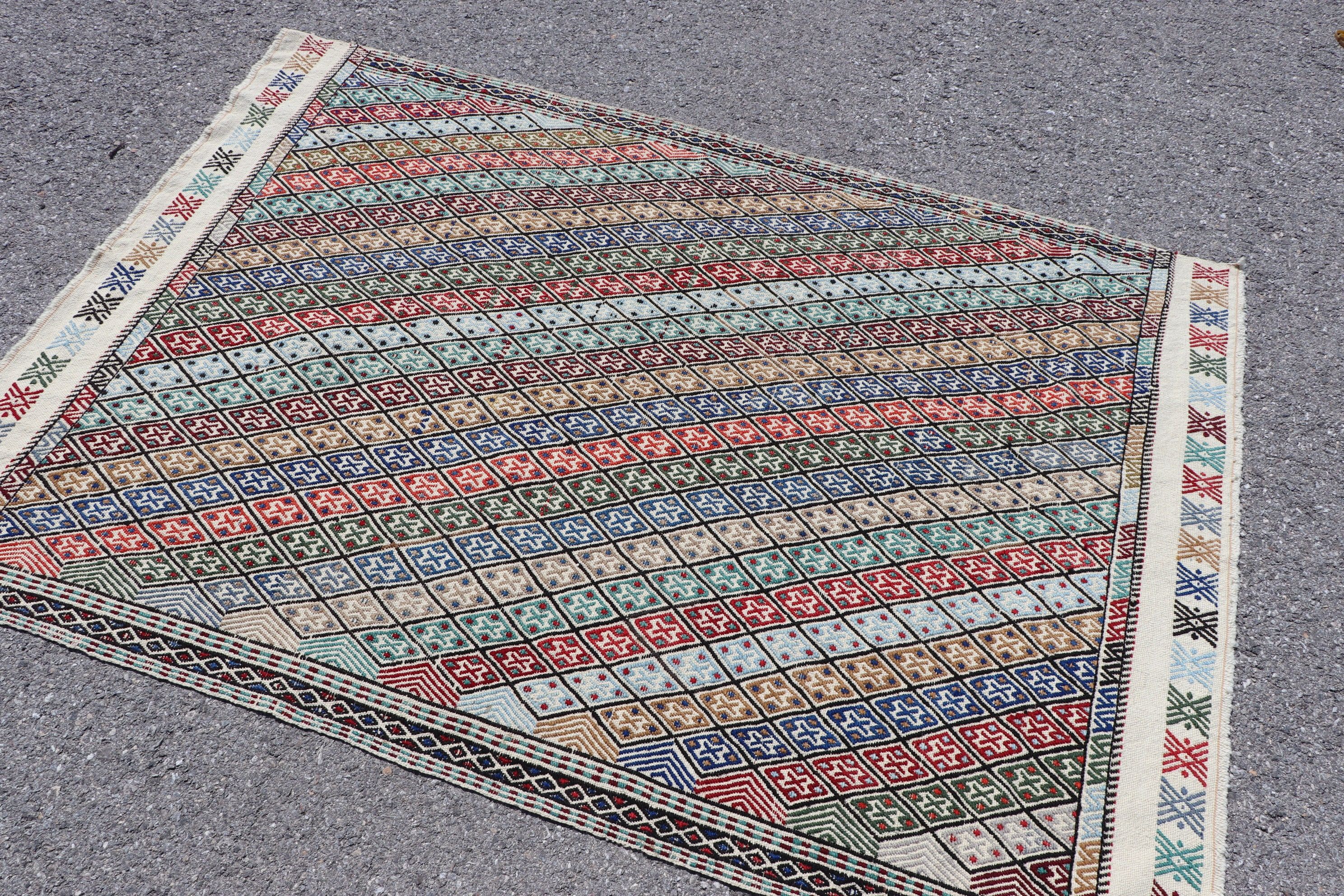 Giriş Kilim, Mutfak Kilim, Antik Kilim, 120x174 cm Antre Kilim, Giriş Kilim, Mavi Zemin Kilim, Mutfak Kilim, Nostaljik Kilim