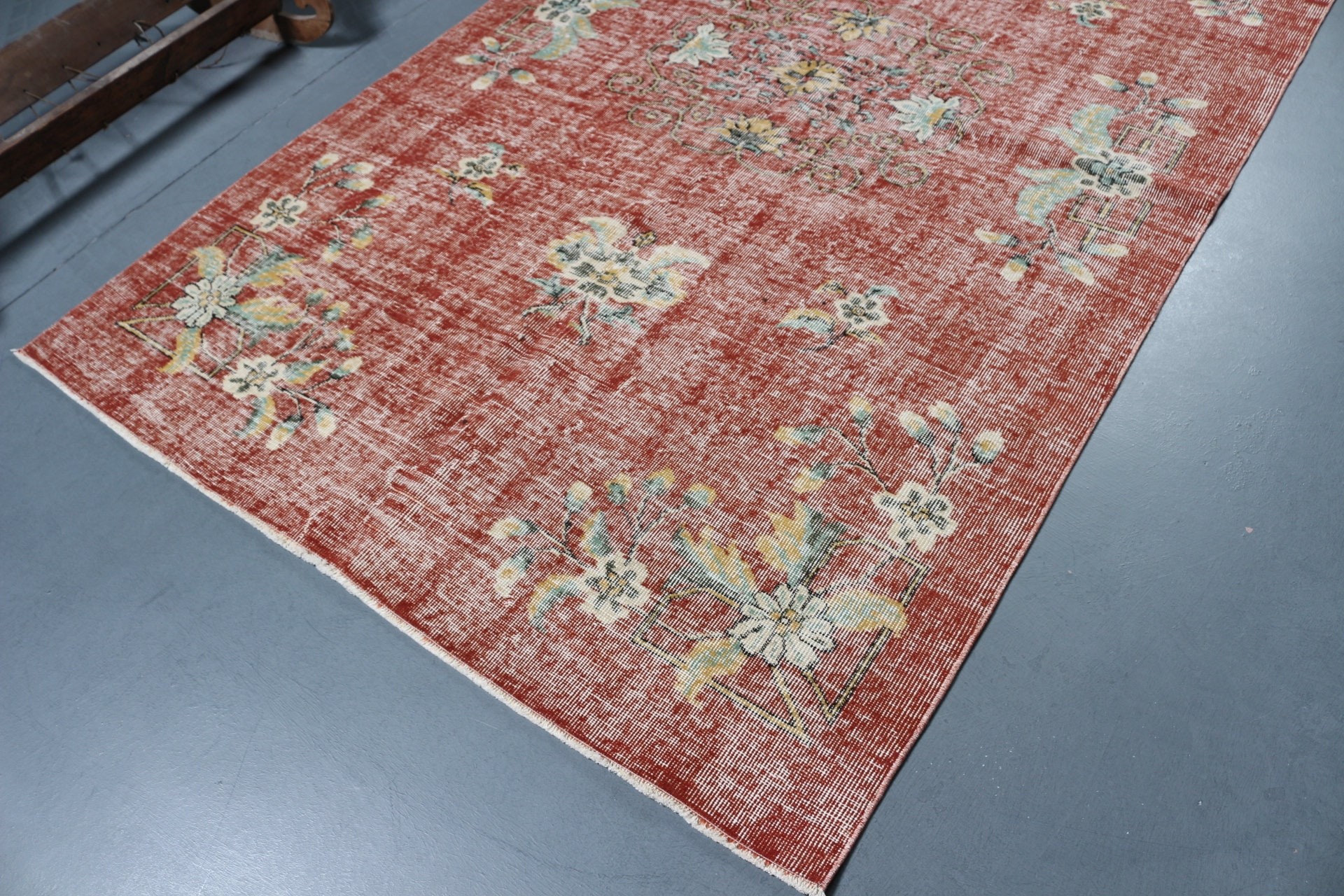 Turkish Rugs, Vintage Rugs, 5.1x8.2 ft Large Rug, Oushak Rug, Orange Wool Rug, Living Room Rugs, Floor Rug, Bedroom Rug, Decorative Rugs