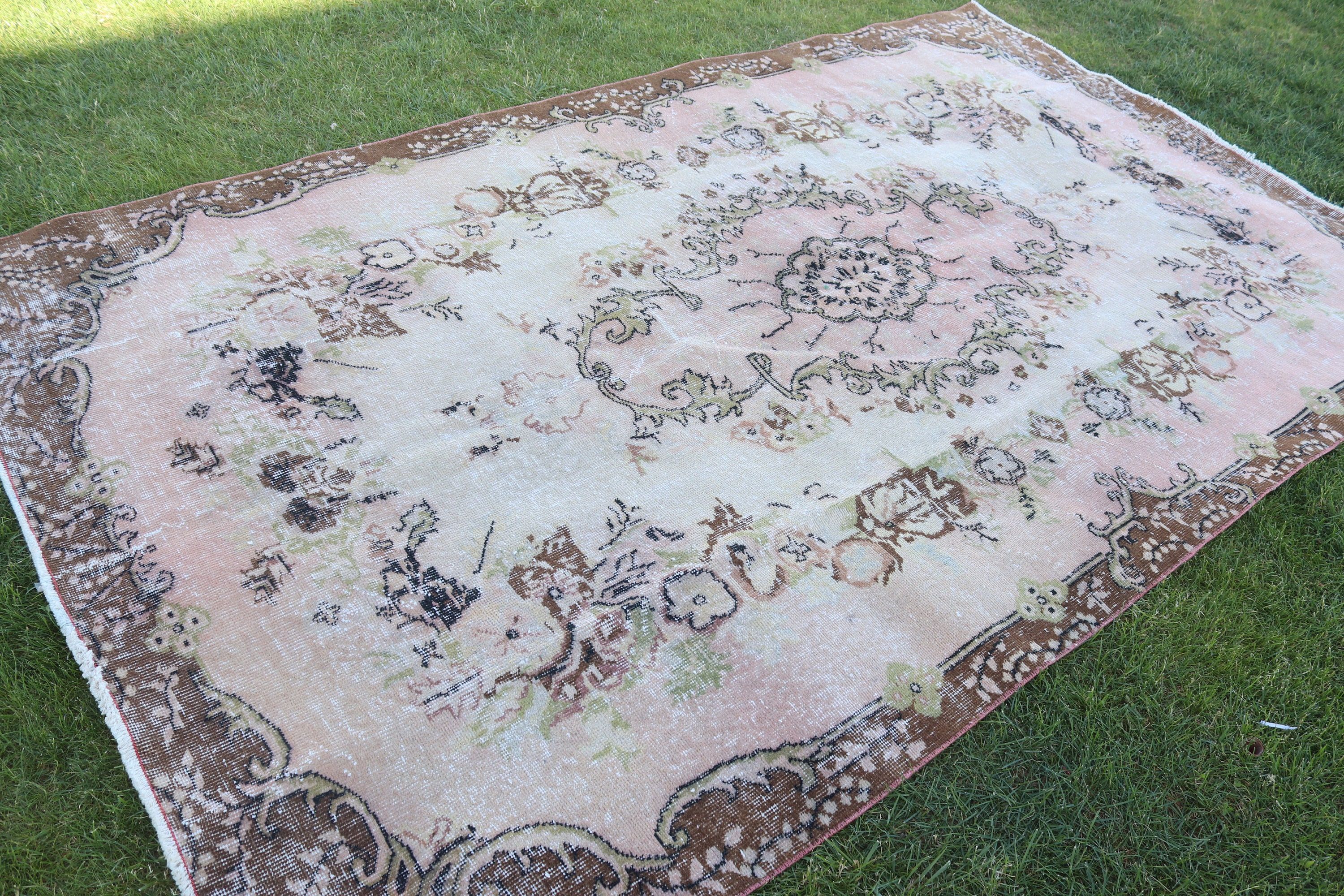 Bej Havalı Halı, Türk Halıları, Yemek Odası Halısı, 5,8x9,8 ft Büyük Halılar, Anadolu Halıları, Vintage Halı, Modern Halılar, Yer Halısı, Oturma Odası Halıları