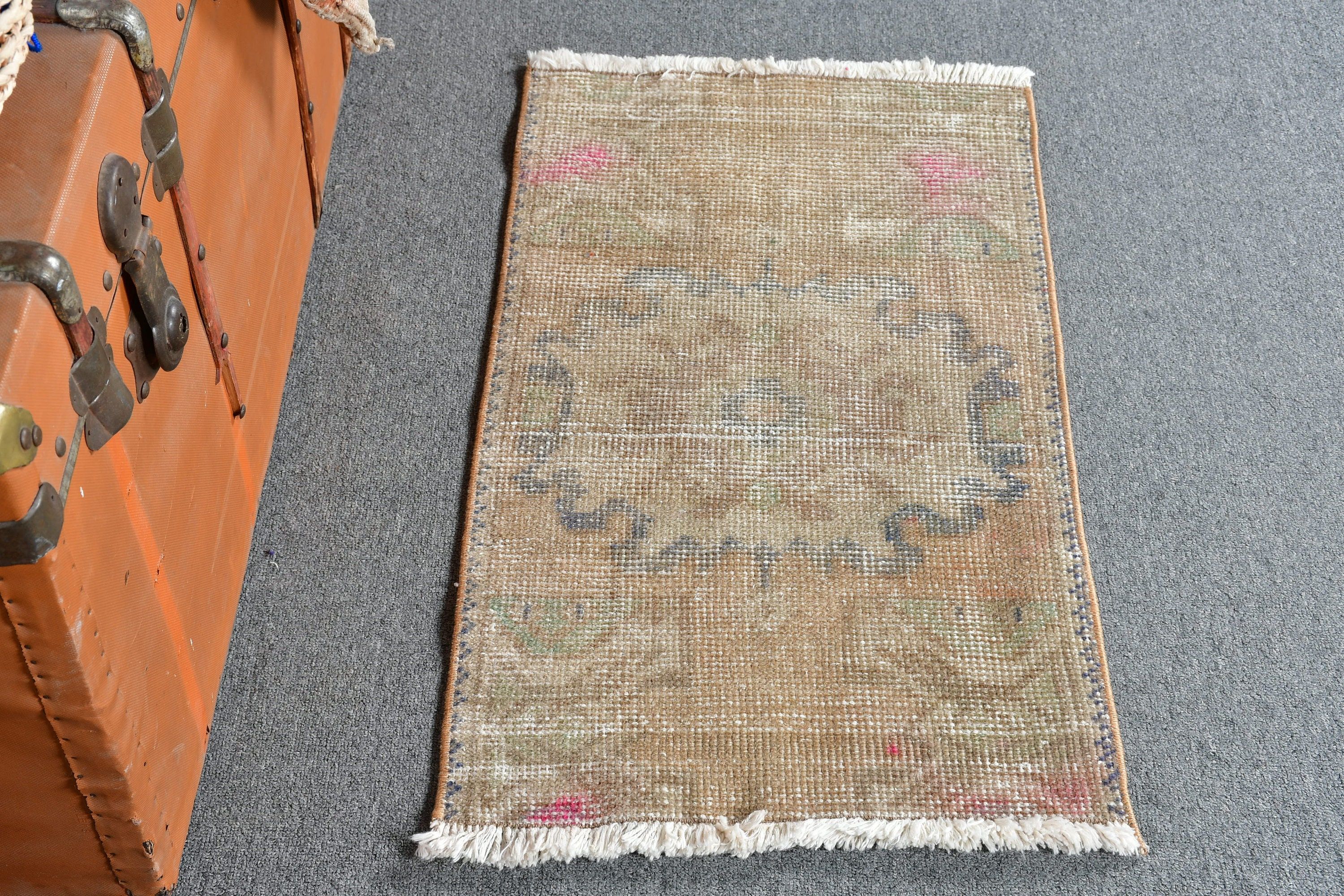 Vintage Rug, Bath Rugs, Turkish Rug, Rugs for Bedroom, Kitchen Rugs, Brown Oushak Rug, Home Decor Rugs, Oushak Rug, 1.6x2.6 ft Small Rug