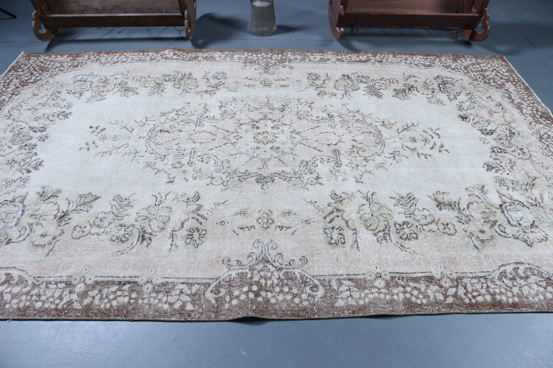 Vintage Halı, Türk Halısı, Yemek Odası Halıları, Oturma Odası Halısı, Fas Halıları, 6.1x10.2 ft Büyük Halılar, Bej Oryantal Halı, Ev Dekorasyonu Halısı