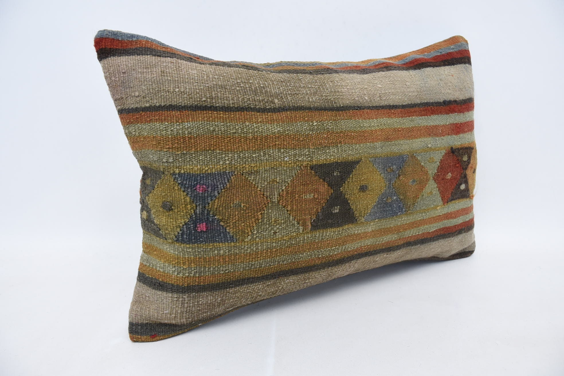 Customized Pillow Sham, 16"x24" Blue Pillow Cover, Vintage Kilim Throw Pillow, Seat Cushion, Kilim Pillow Cover, Boho Pillow, Chair Pillow
