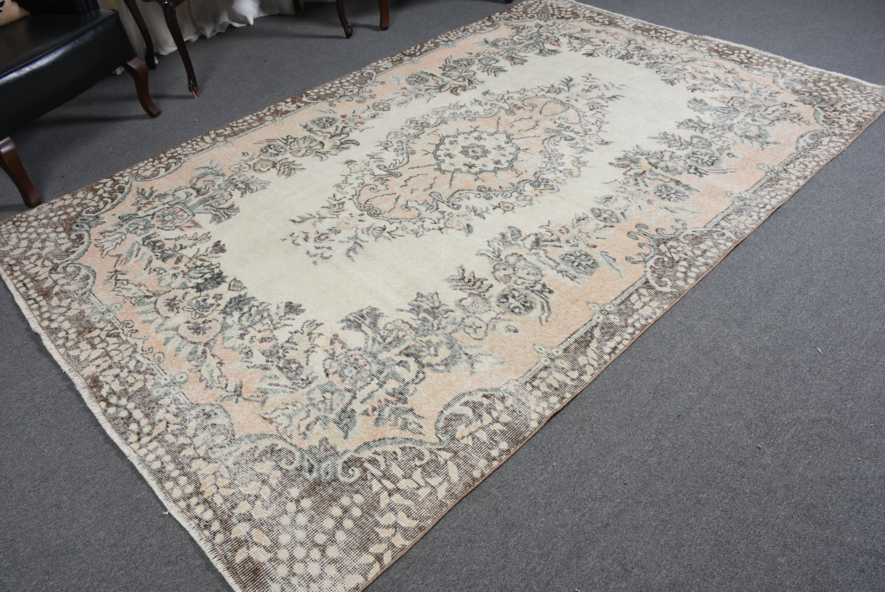 6.1x9.4 ft Büyük Halı, Vintage Halı, Oturma Odası Halısı, Sevimli Halı, Bej Fas Halısı, Türk Halısı, Yemek Odası Halısı, Yer Halısı, Oushak Halıları