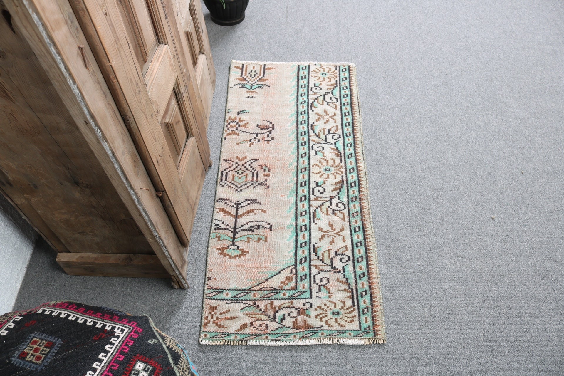 Wall Hanging Rugs, Turkish Rugs, 1.6x3.6 ft Small Rugs, Vintage Rugs, Kitchen Rugs, Bath Rugs, Brown Statement Rugs, Statement Rugs