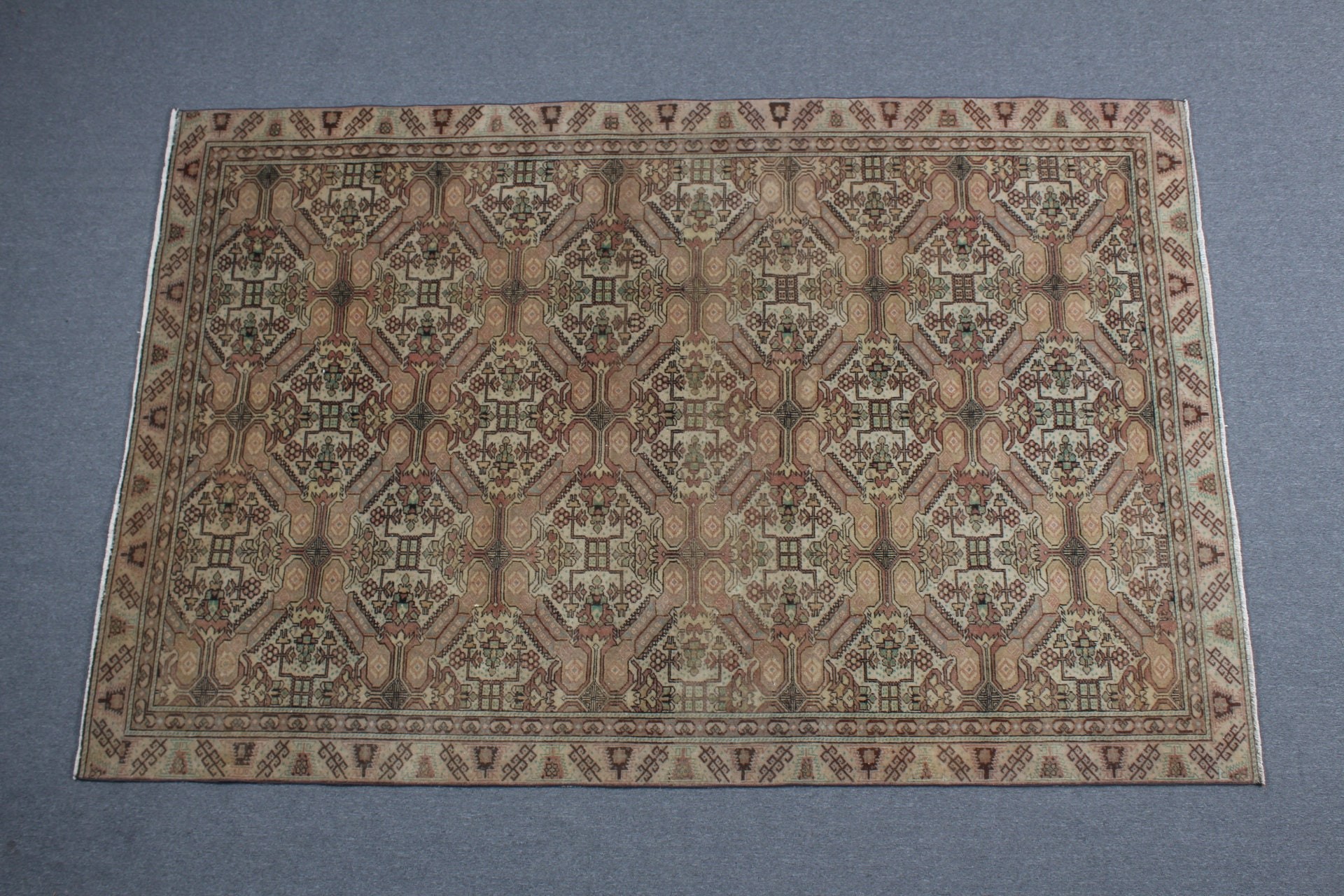 Oushak Halıları, 6x9,1 ft Büyük Halı, Kahverengi Anadolu Halıları, Yer Halıları, Türk Halıları, Vintage Halı, Salon Halısı, Yemek Odası Halısı, Soyut Halılar