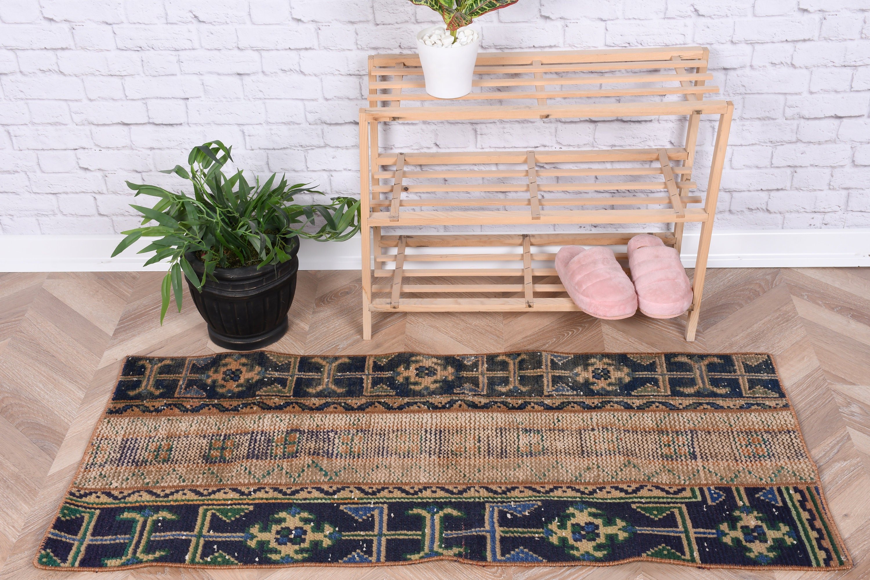 Vintage Rug, Moroccan Rugs, Bedroom Rug, Turkish Rugs, Rugs for Bedroom, Cool Rugs, 1.7x4 ft Small Rugs, Kitchen Rugs, Green Cool Rug
