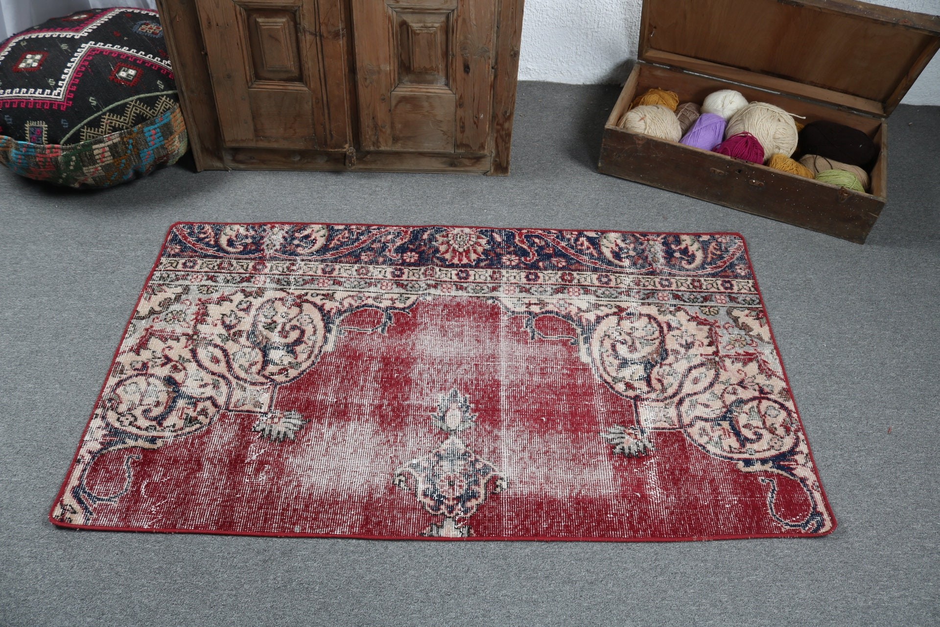 Türk Halısı, Oryantal Halılar, Vintage Halı, Kırmızı Ev Dekor Halıları, Yatak Odası Halısı, Küçük Vintage Halılar, 2.8x4.9 ft Küçük Halı