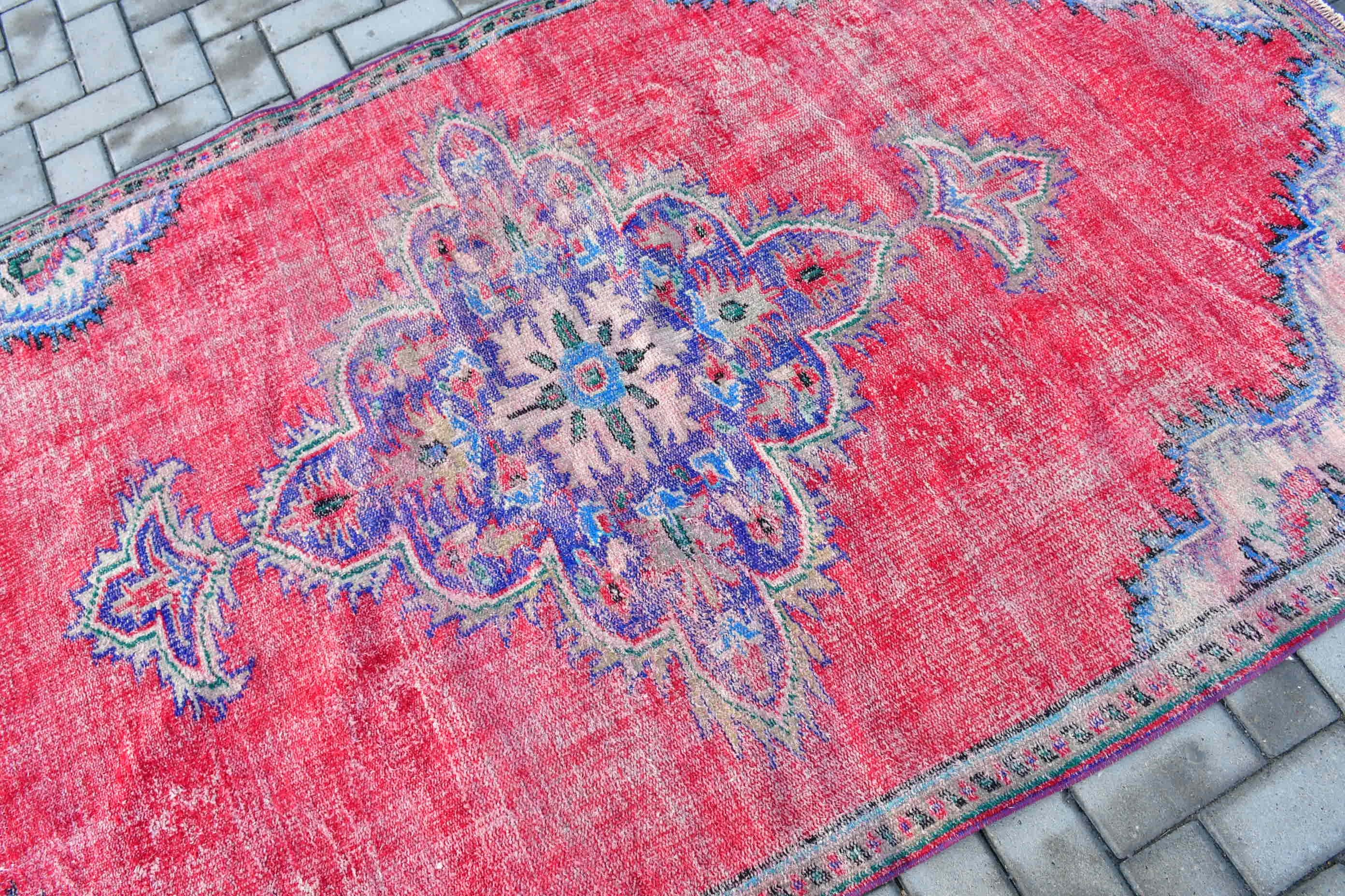 Rugs for Nursery, 4.6x7.9 ft Area Rug, Turkish Rugs, Antique Rug, Nursery Rug, Retro Rug, Home Decor Rugs, Vintage Rugs, Red Floor Rugs