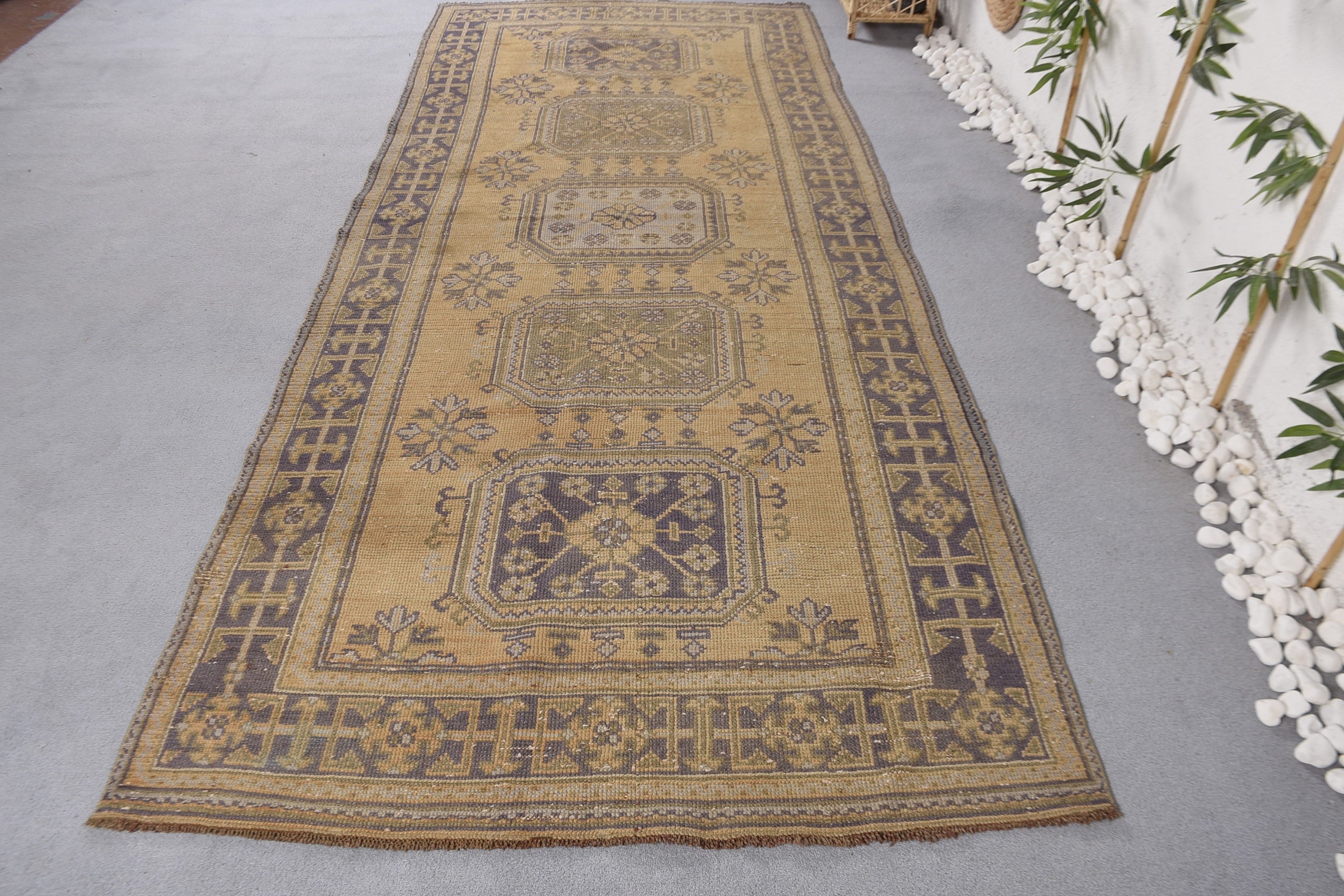 Büyük Vintage Halı, Yatak Odası Halıları, Vintage Halılar, Yemek Odası Halıları, Türk Halıları, 4.4x10.5 ft Büyük Halılar, Bej Yatak Odası Halıları, Anadolu Halısı