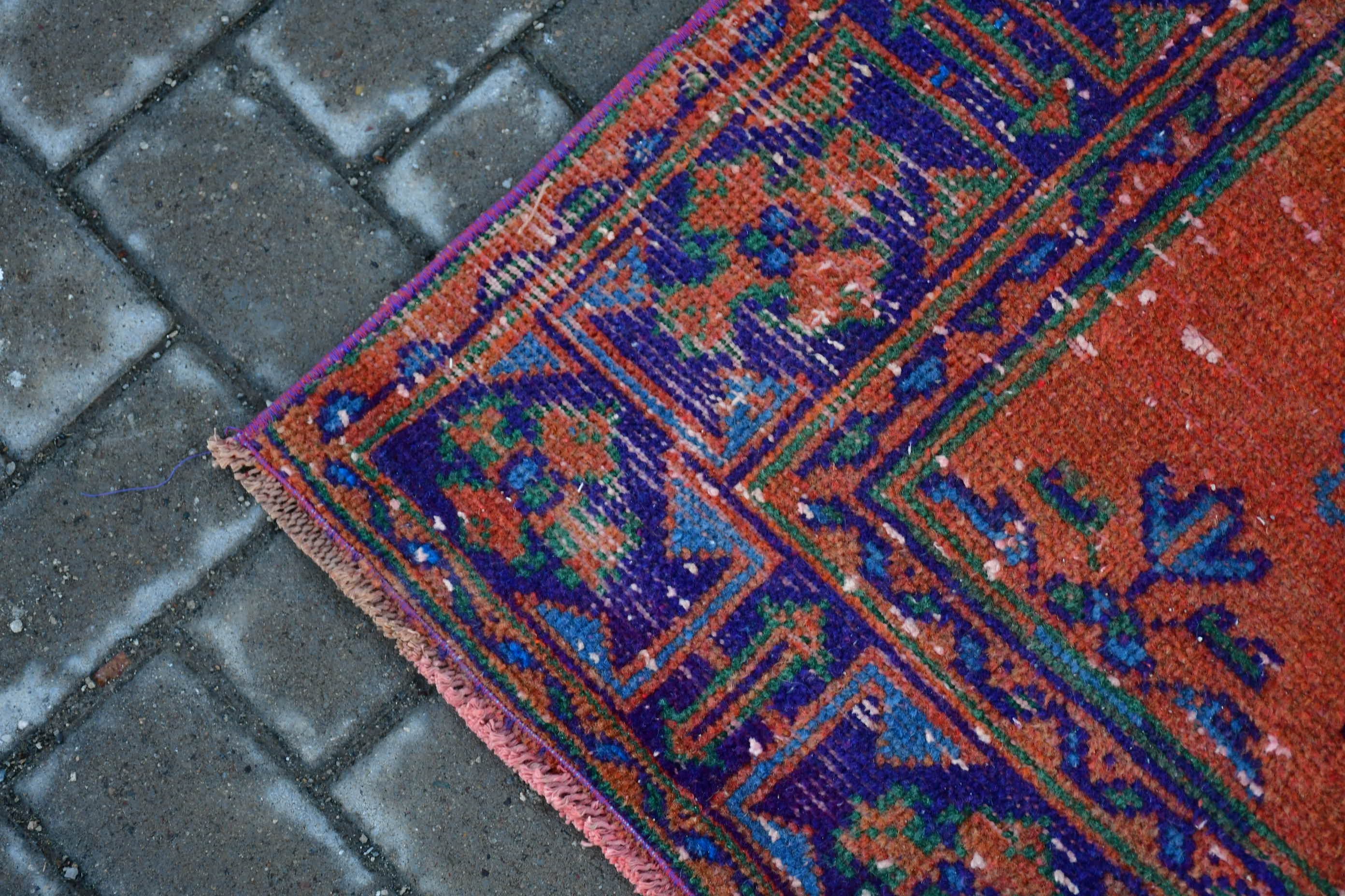 Hallway Rug, Muted Rug, Oushak Rugs, Turkish Rug, 4.2x11.8 ft Runner Rugs, Orange Bedroom Rugs, Rugs for Runner, Vintage Rug