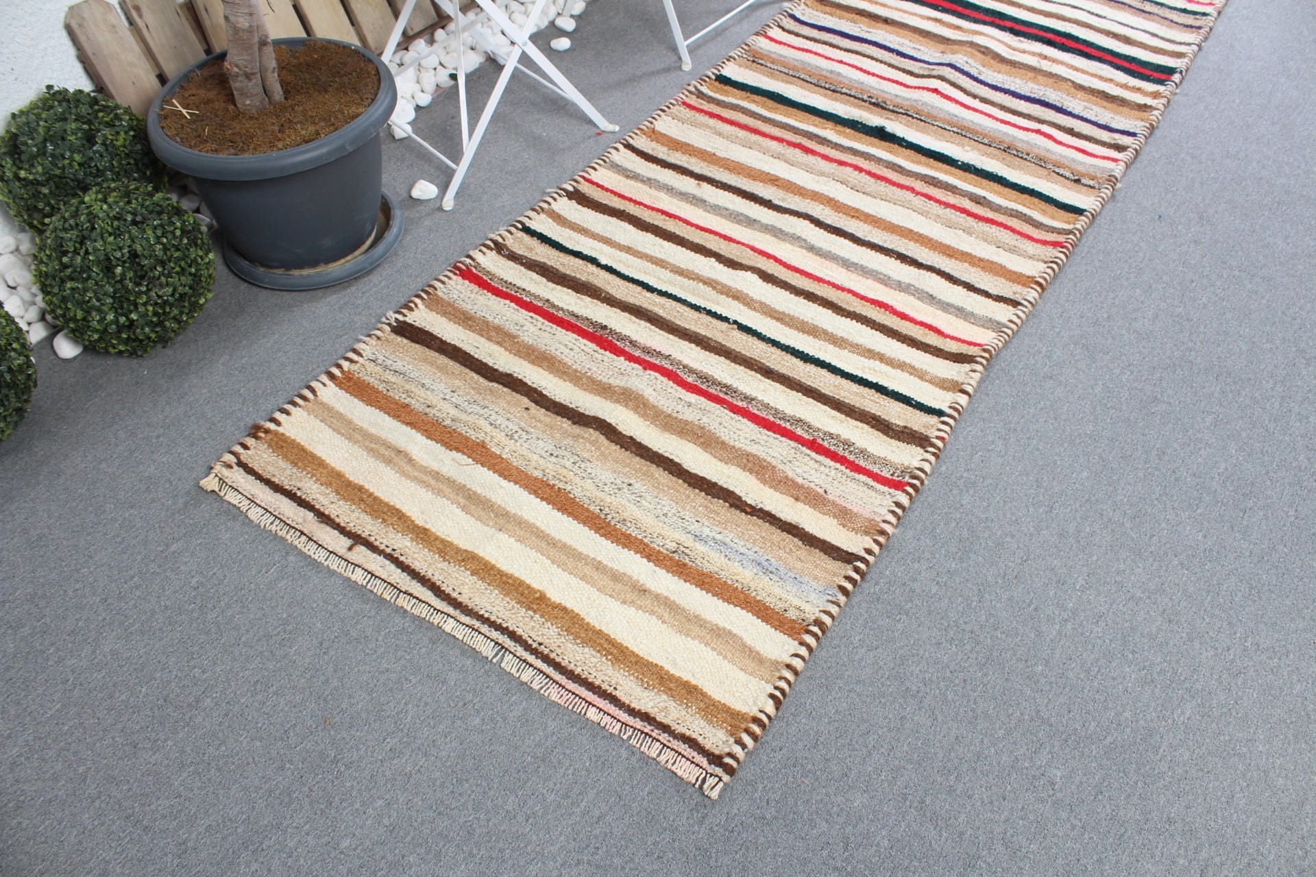 Bej Antika Halı, Yer Halısı, Koridor Halısı, Özel Halı, Kilim, Vintage Halı, Türk Halısı, 2.9x9.9 ft Runner Halısı, Oryantal Halılar, Mutfak Halısı