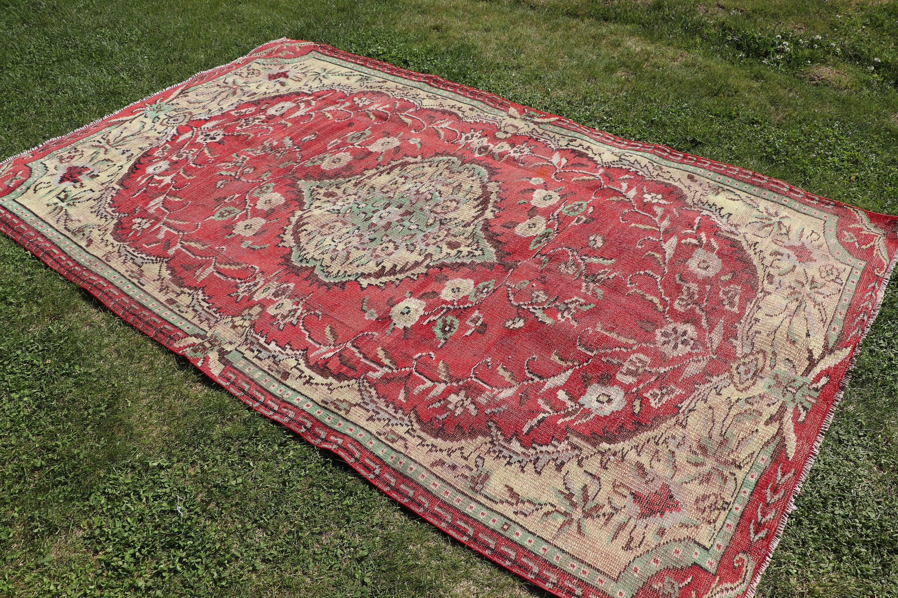 Large Boho Rug, Luxury Rugs, Turkish Rugs, Oriental Rug, Dining Room Rug, Turkey Rugs, Vintage Rug, 5.2x8.9 ft Large Rugs, Red Antique Rugs