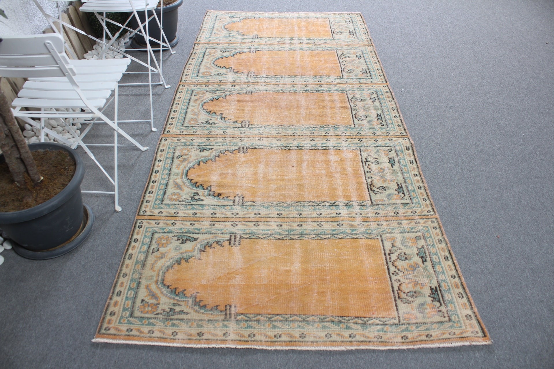 Vintage Rugs, Kitchen Rugs, Anatolian Rug, 4x9.1 ft Area Rugs, Rugs for Nursery, Office Rug, Indoor Rug, Turkish Rugs, Orange Moroccan Rug